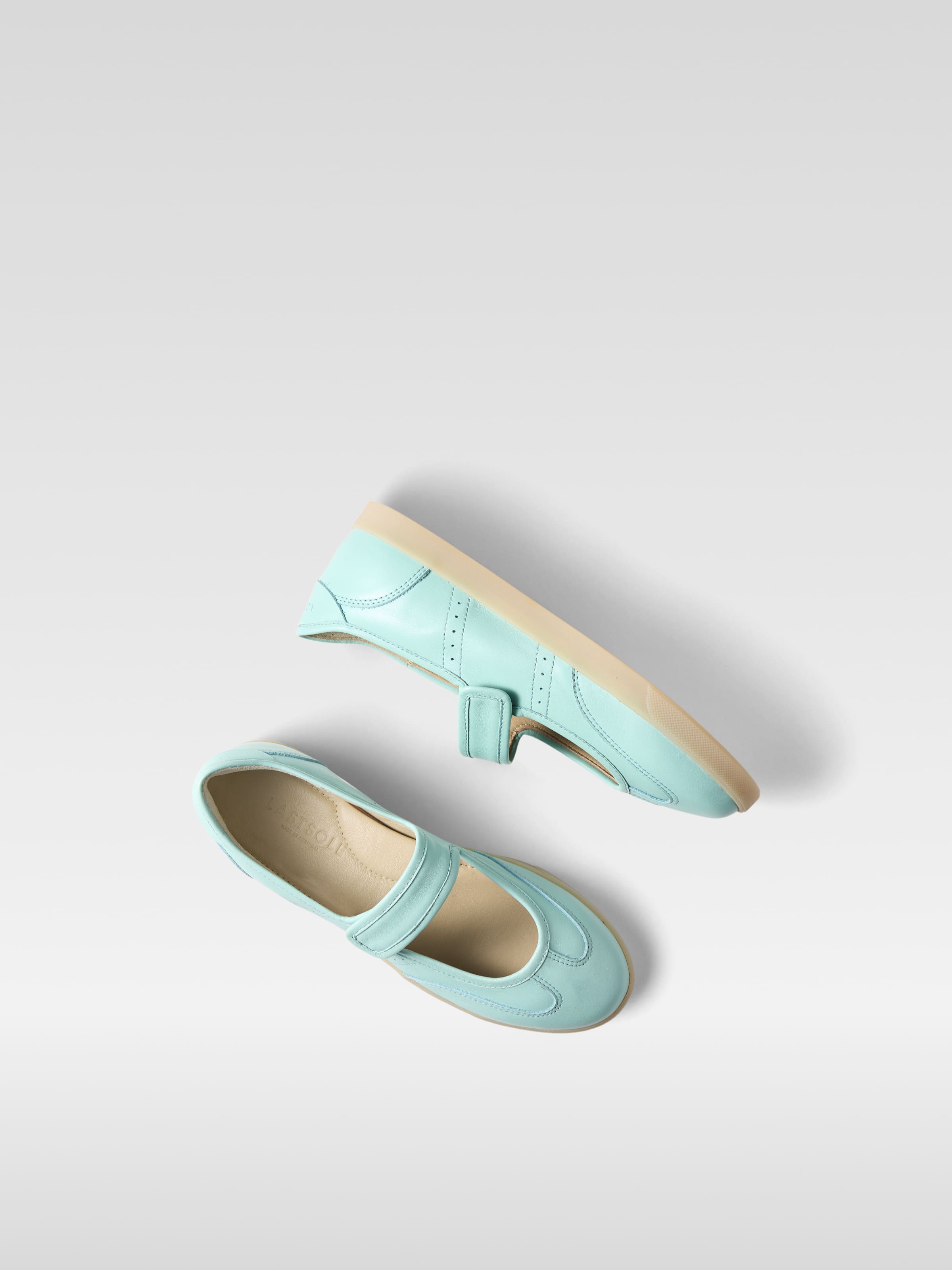 Bea – Jelly mint leather Mary Jane ballet flats for women