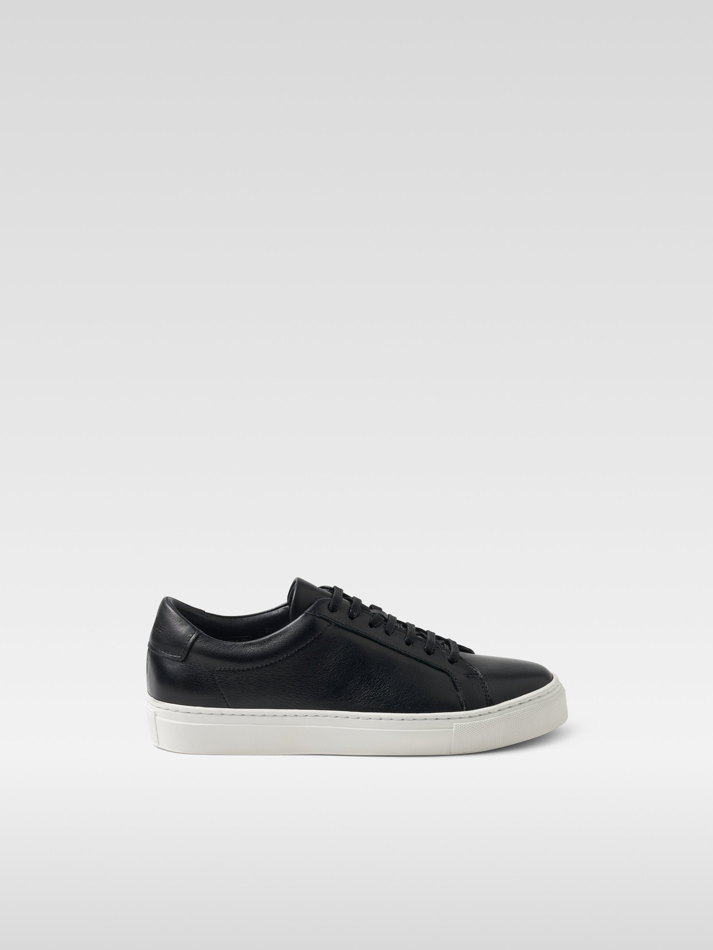 Black leather sneakers for men