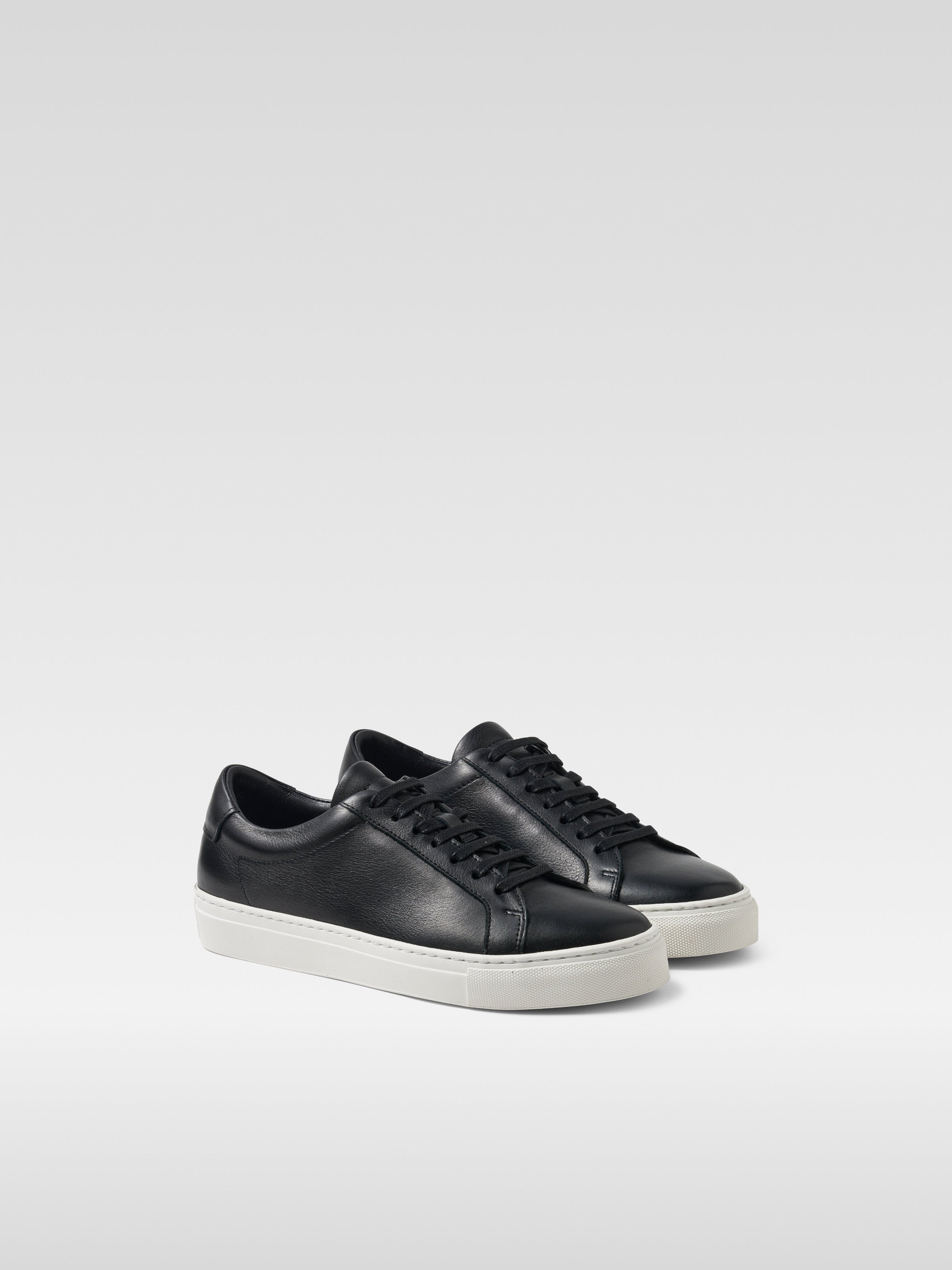 Black leather sneakers for women