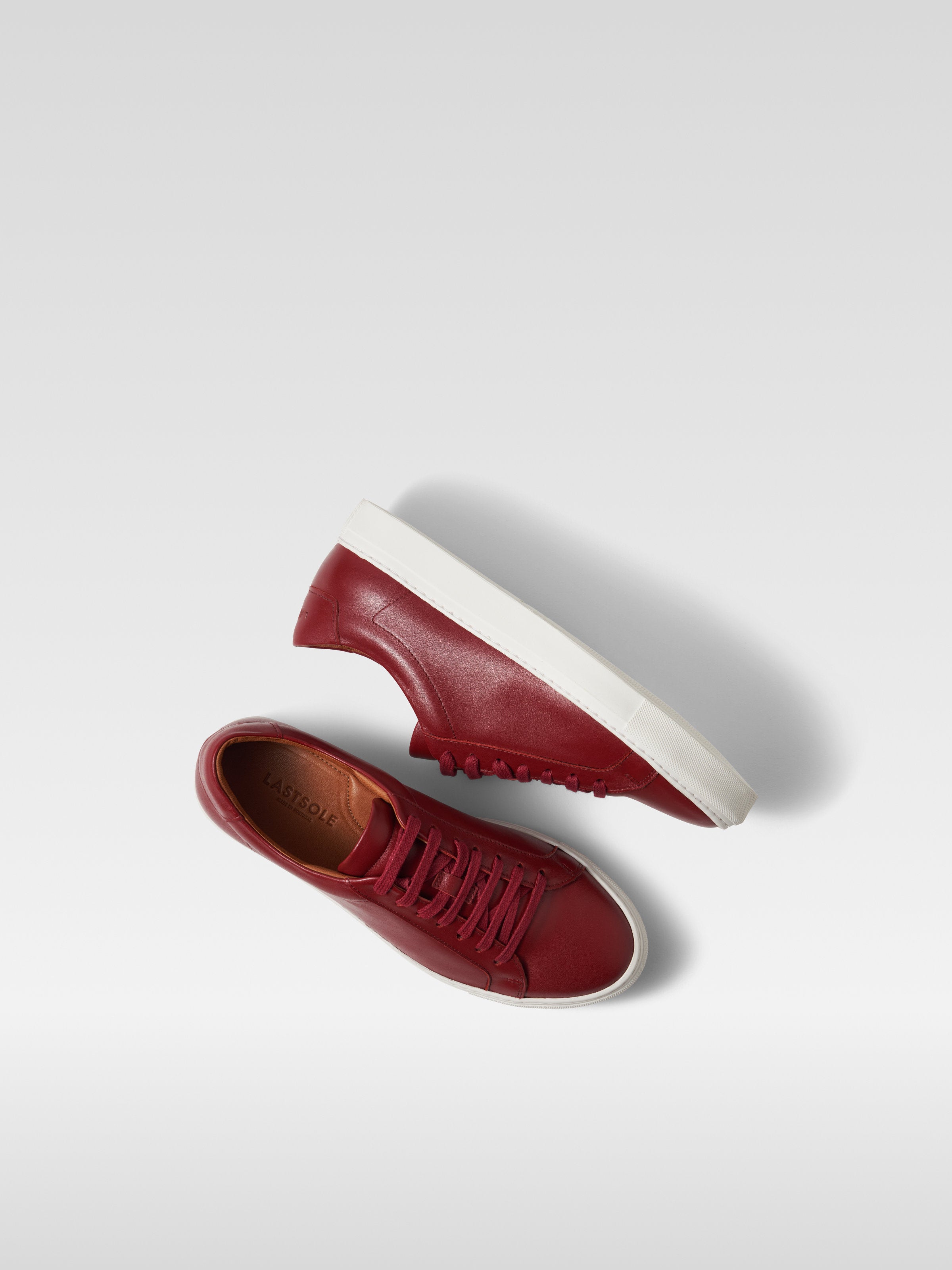 Burgundy leather sneakers for men