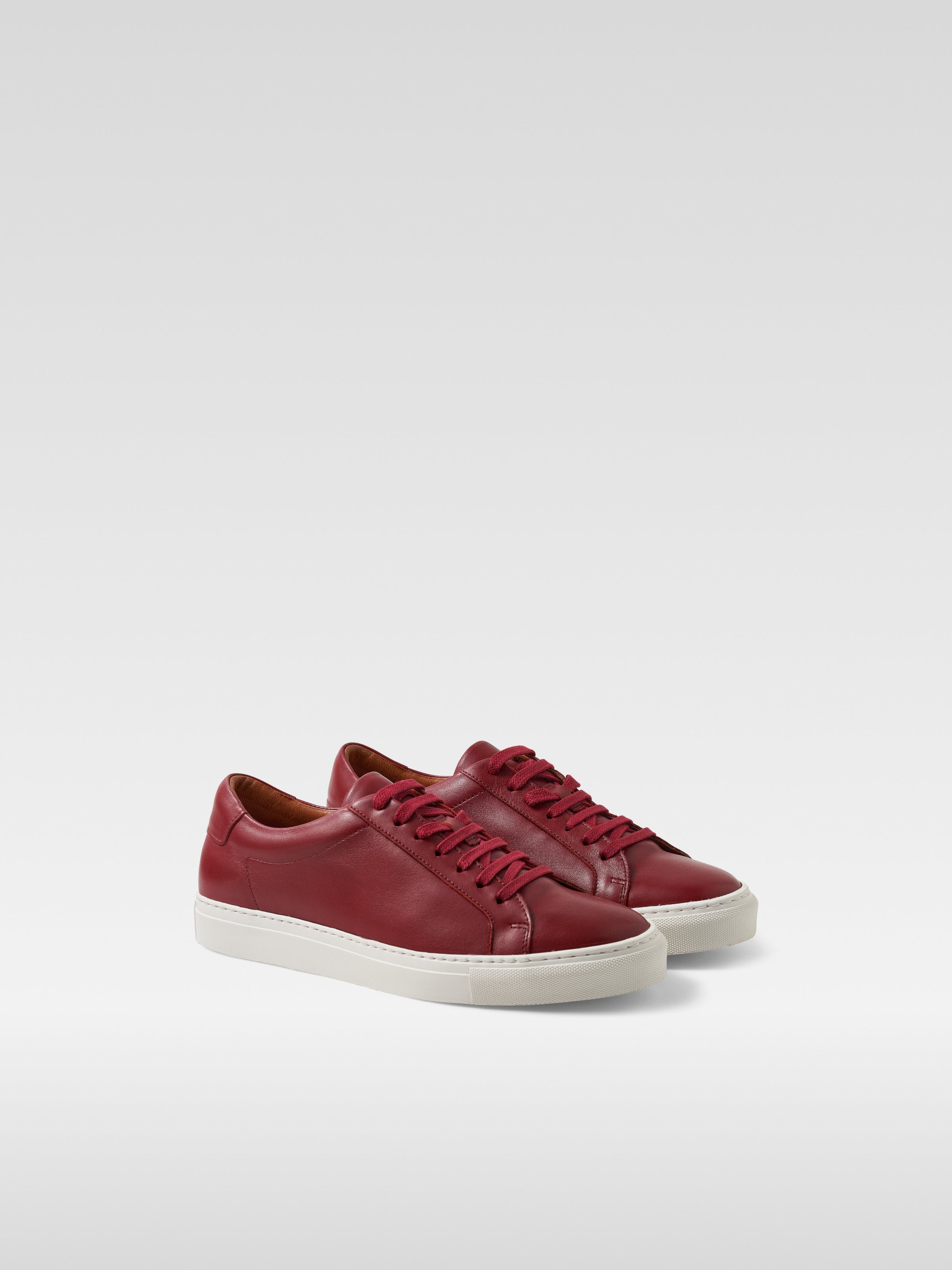 Burgundy leather sneakers for women