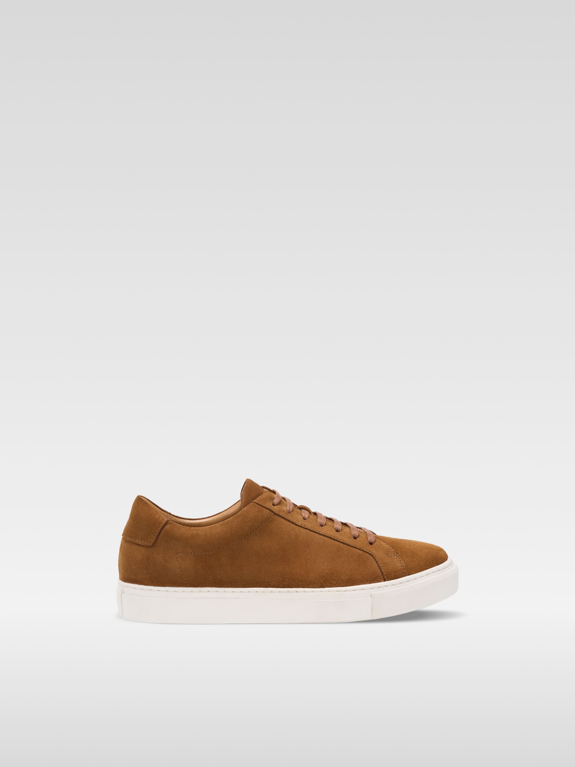 Cognac leather sneakers for men 4