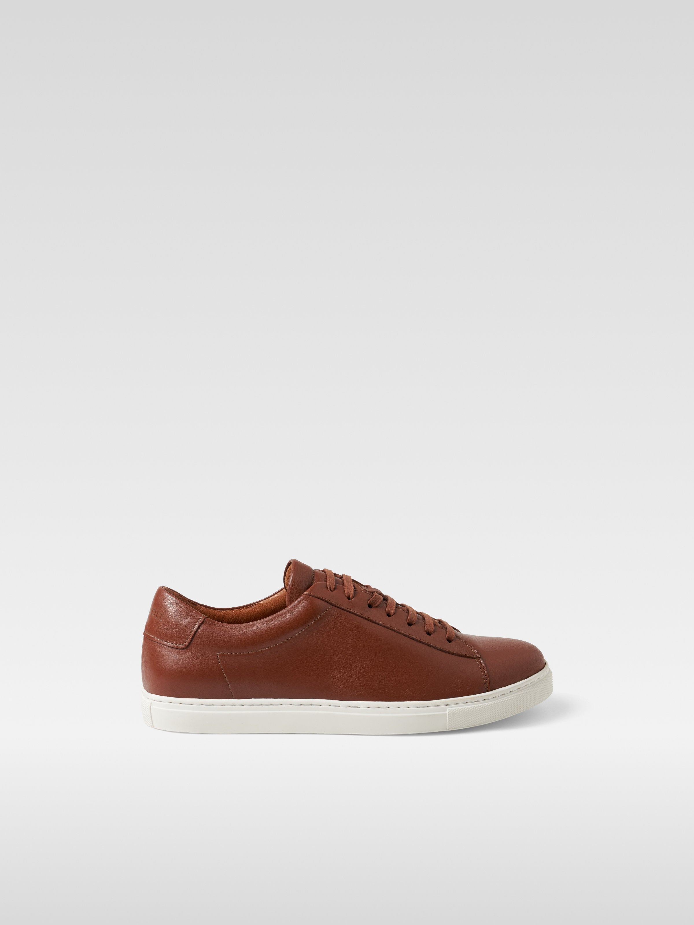 Cognac leather sneakers in white sole for men