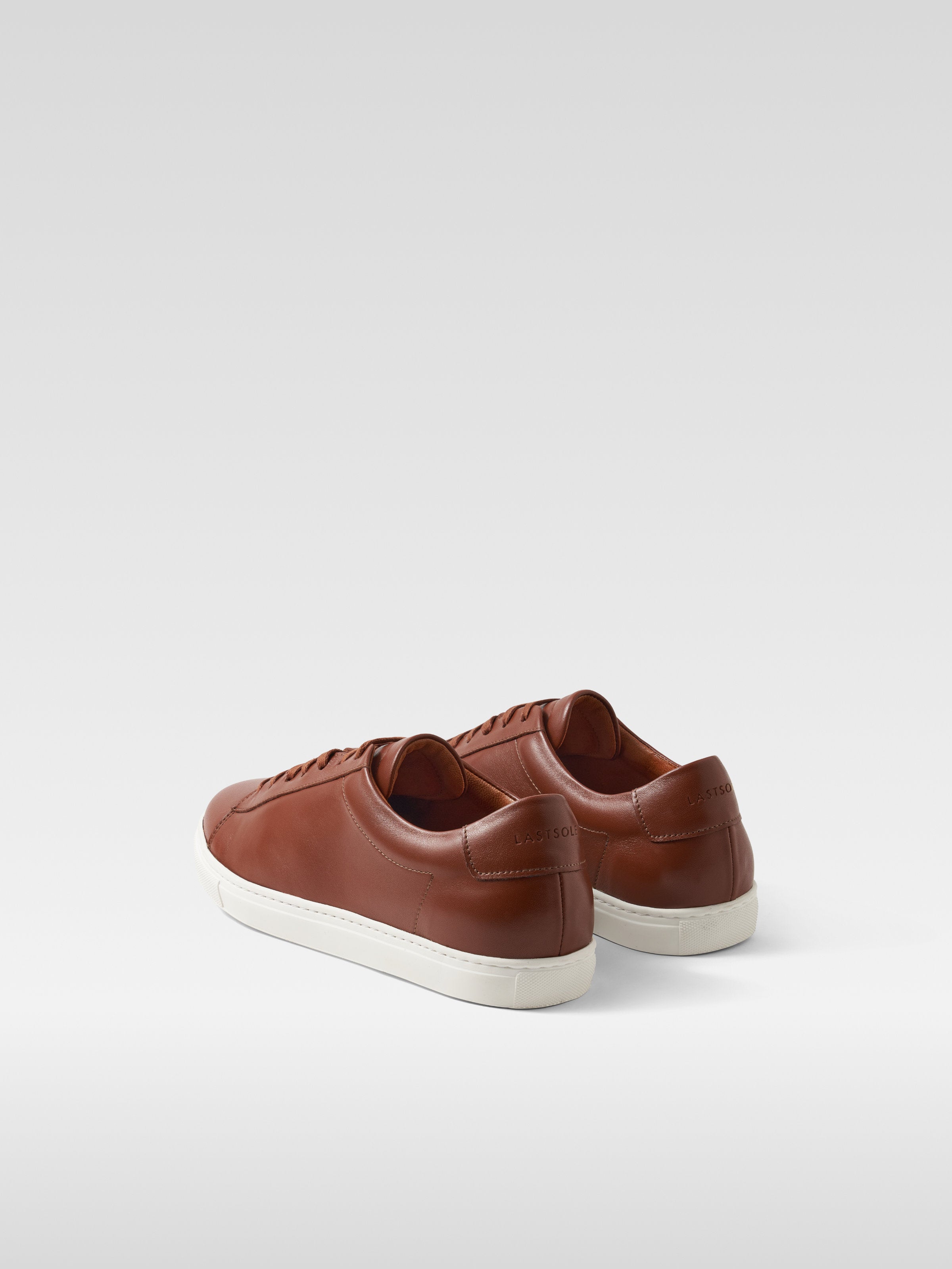 Cognac leather sneakers in white sole for women