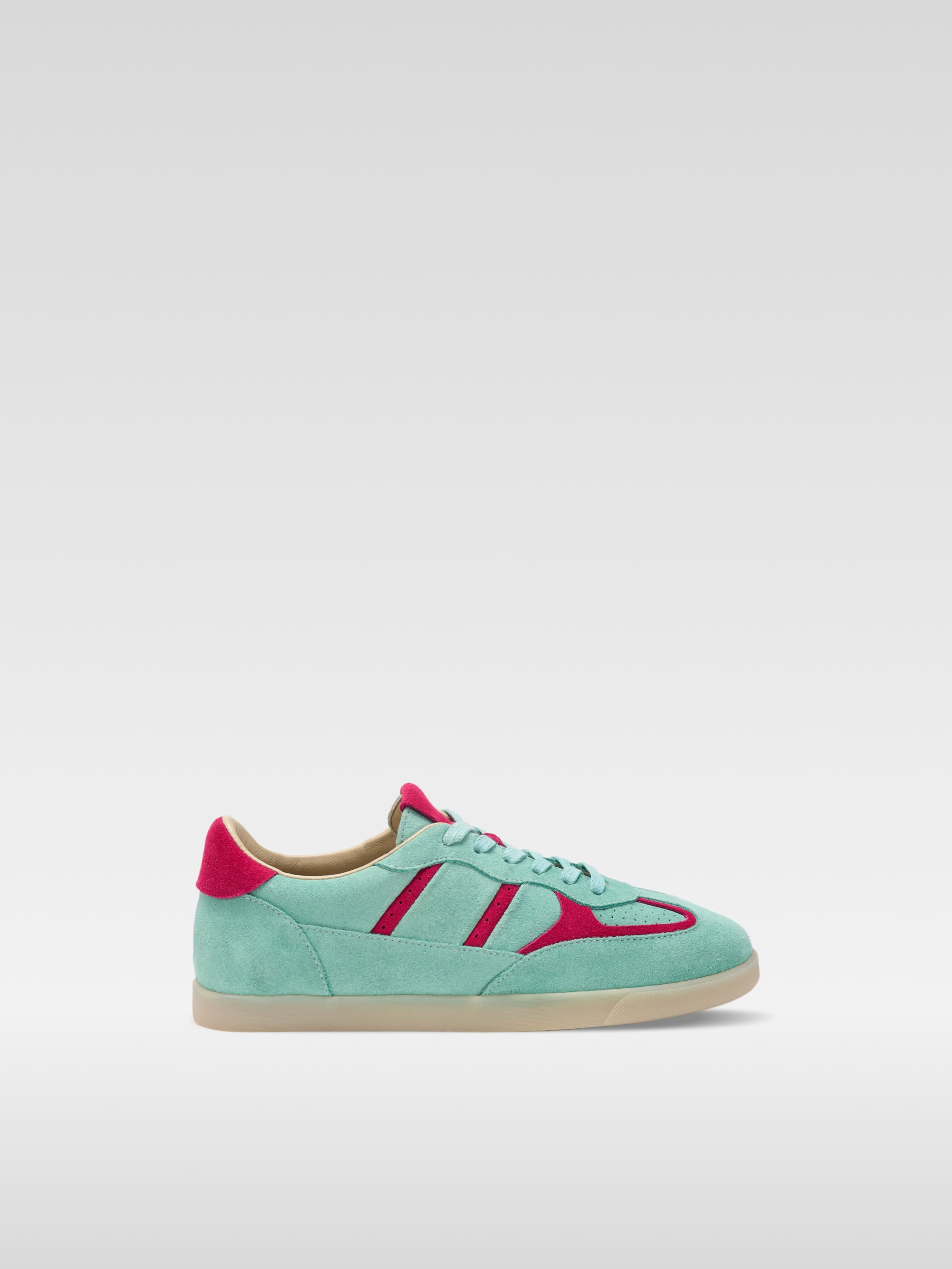 Green / Pink suede sneakers LALAS for women 4