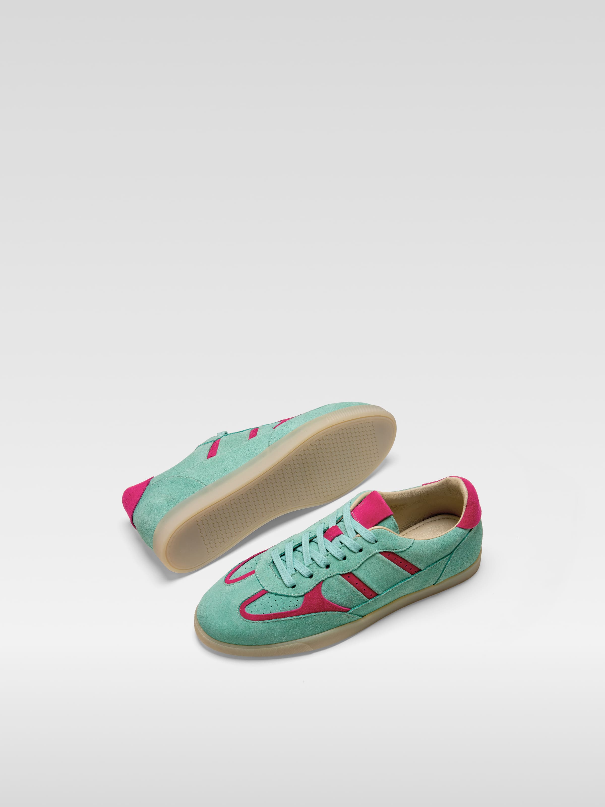 Green / Pink suede sneakers LALAS for women 5