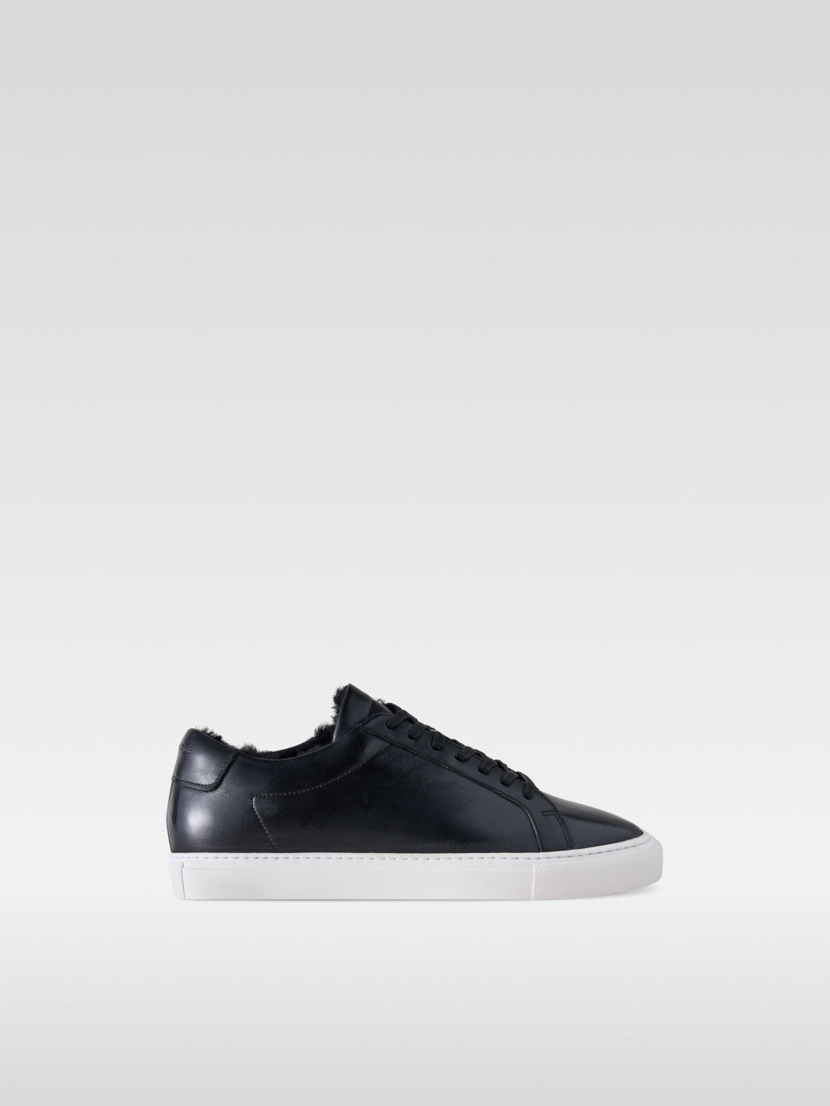 Metro black leather shearling-lined sneakers for women, side view