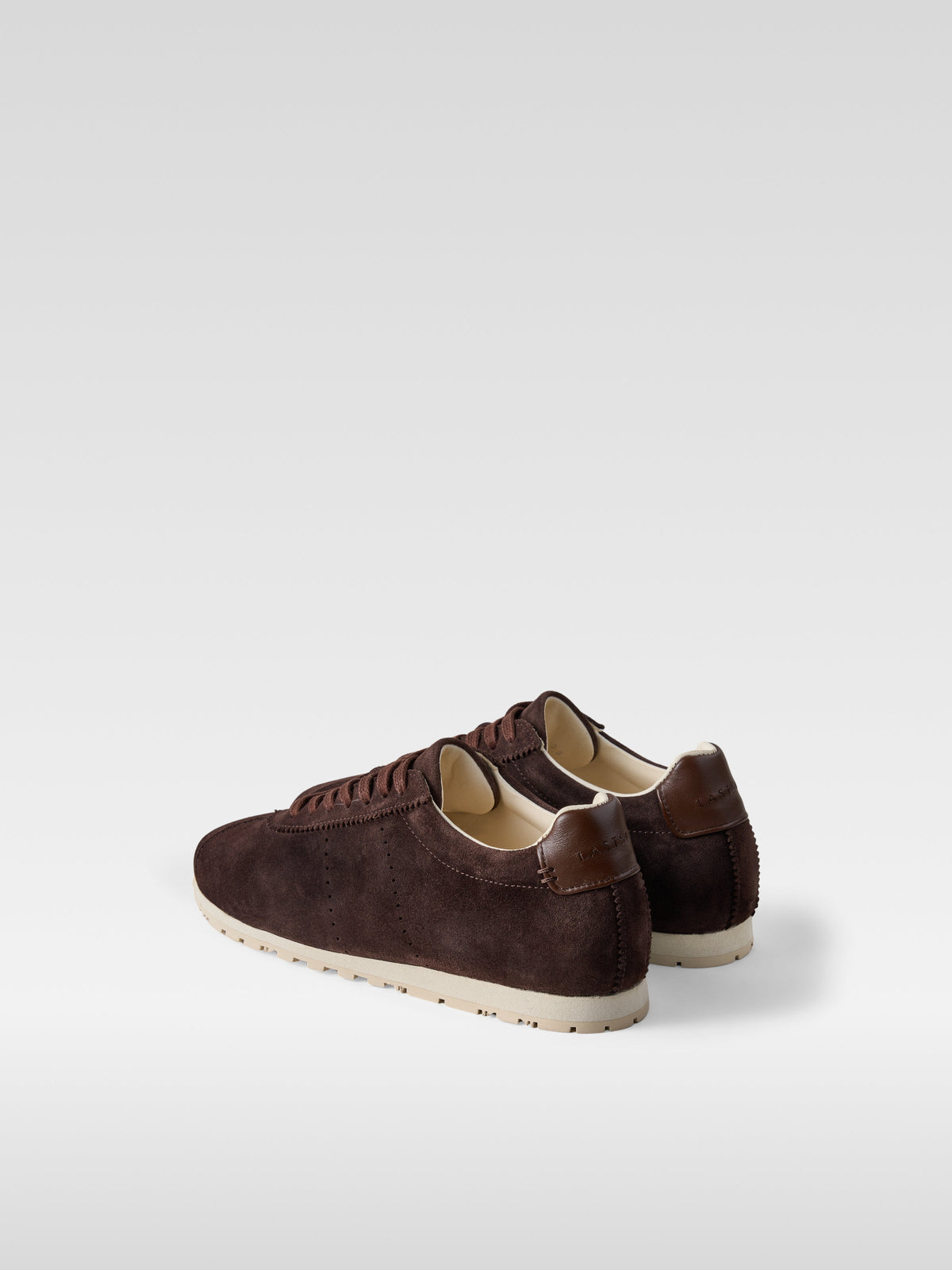 Meow dark brown suede sneakers for women, heel view