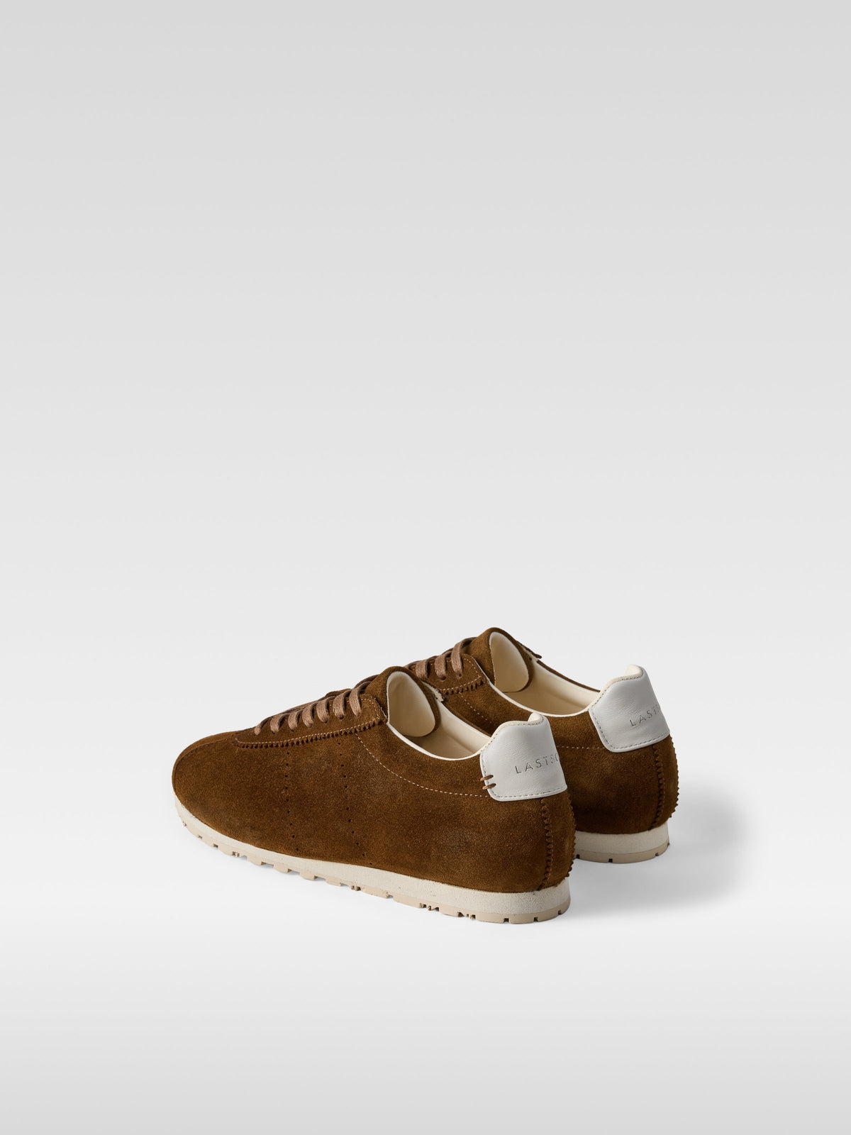 Meow light brown suede sneakers for women, heel view