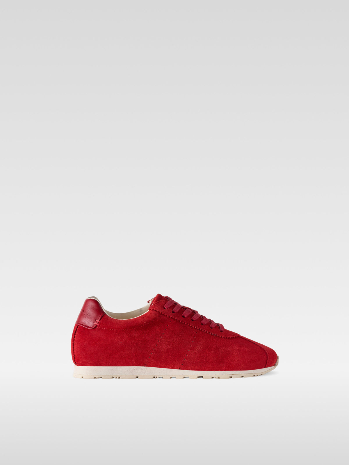 Meow red suede sneakers for women, side view