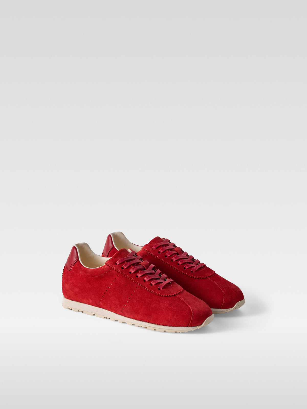 Meow red suede sneakers for women, three-quarter view