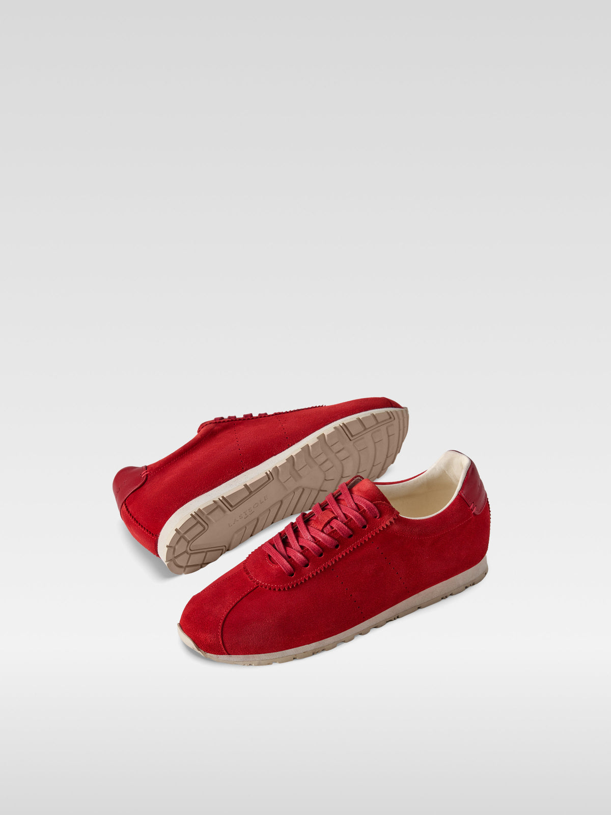 Meow red suede sneakers for women, front view