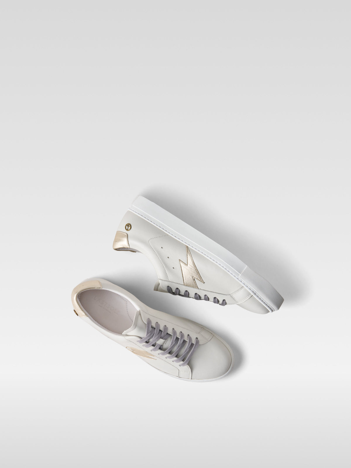 Pulse off white nappa sneakers with gold lightning bolt for men
