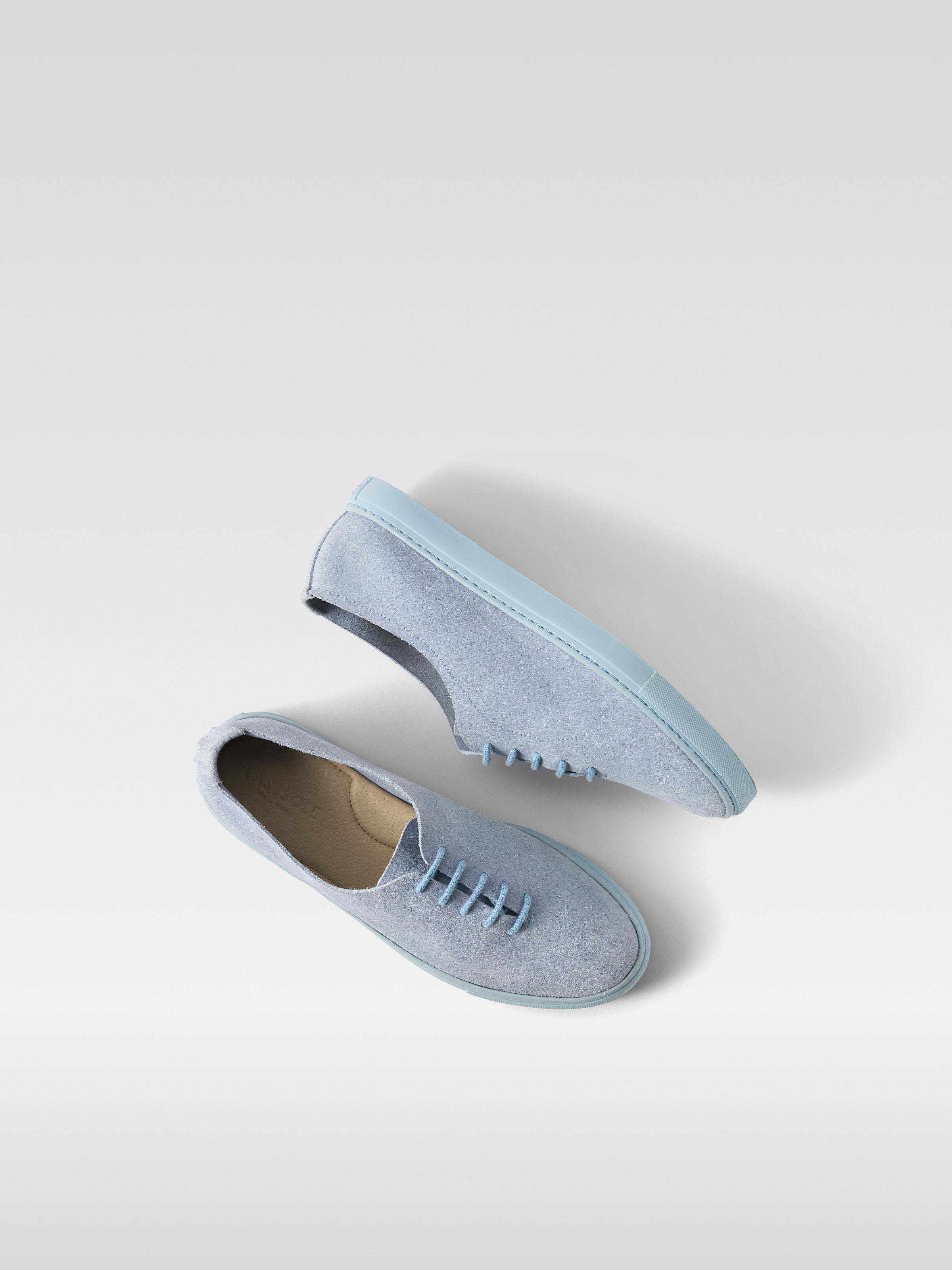 Light blue suede sneakers for men