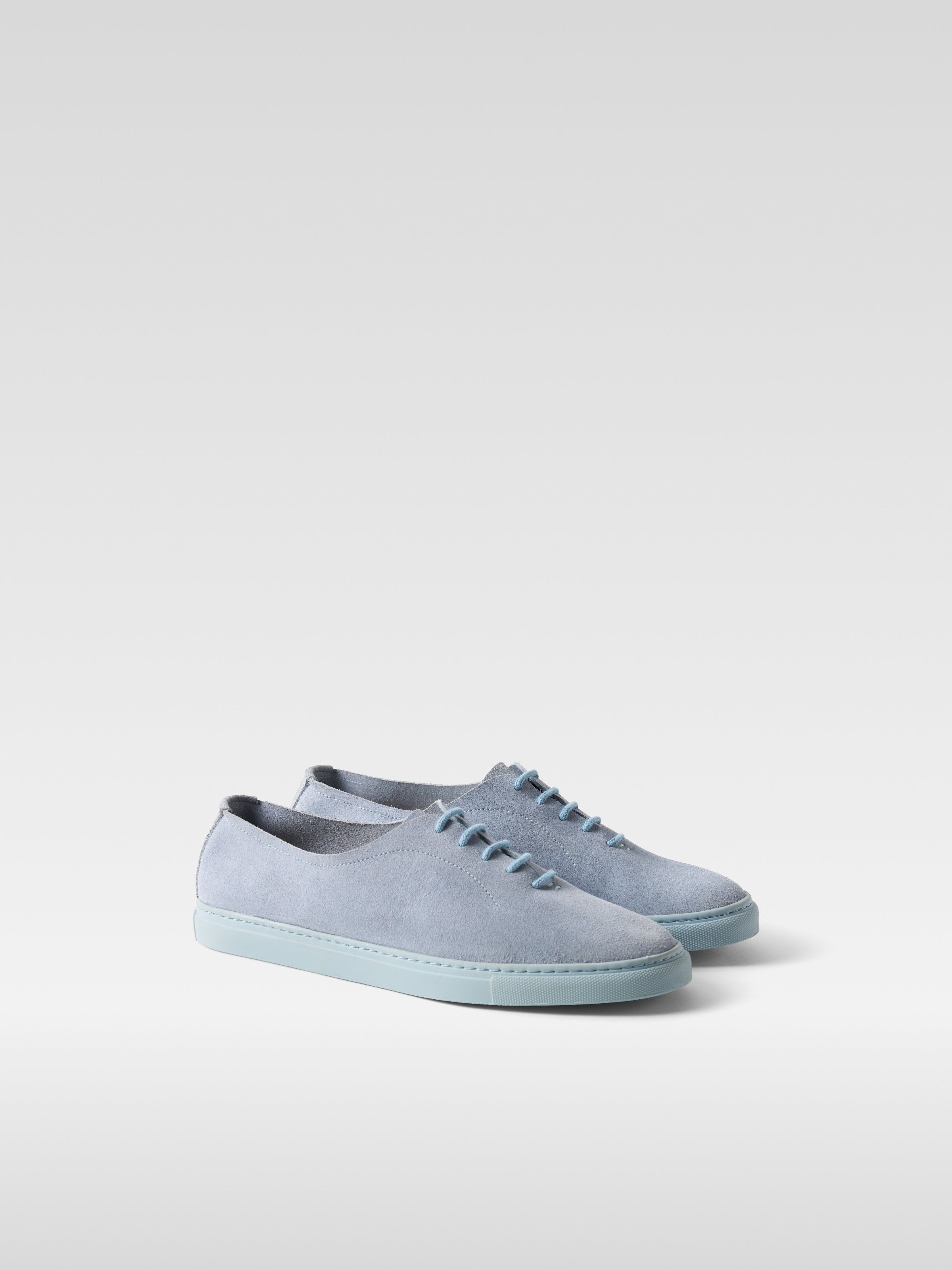 Light blue suede sneakers for women