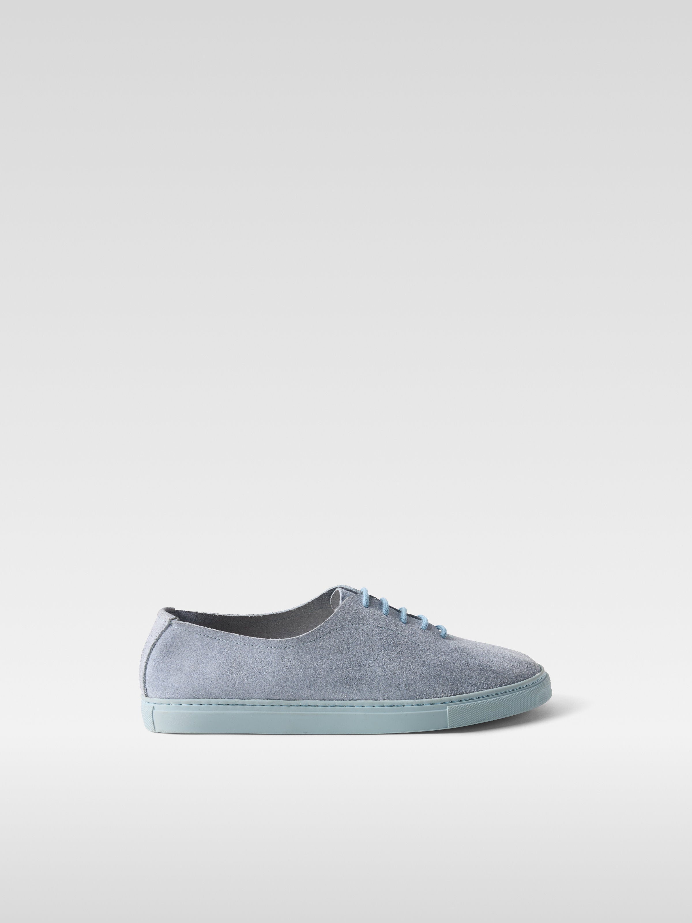Light blue suede sneakers for women