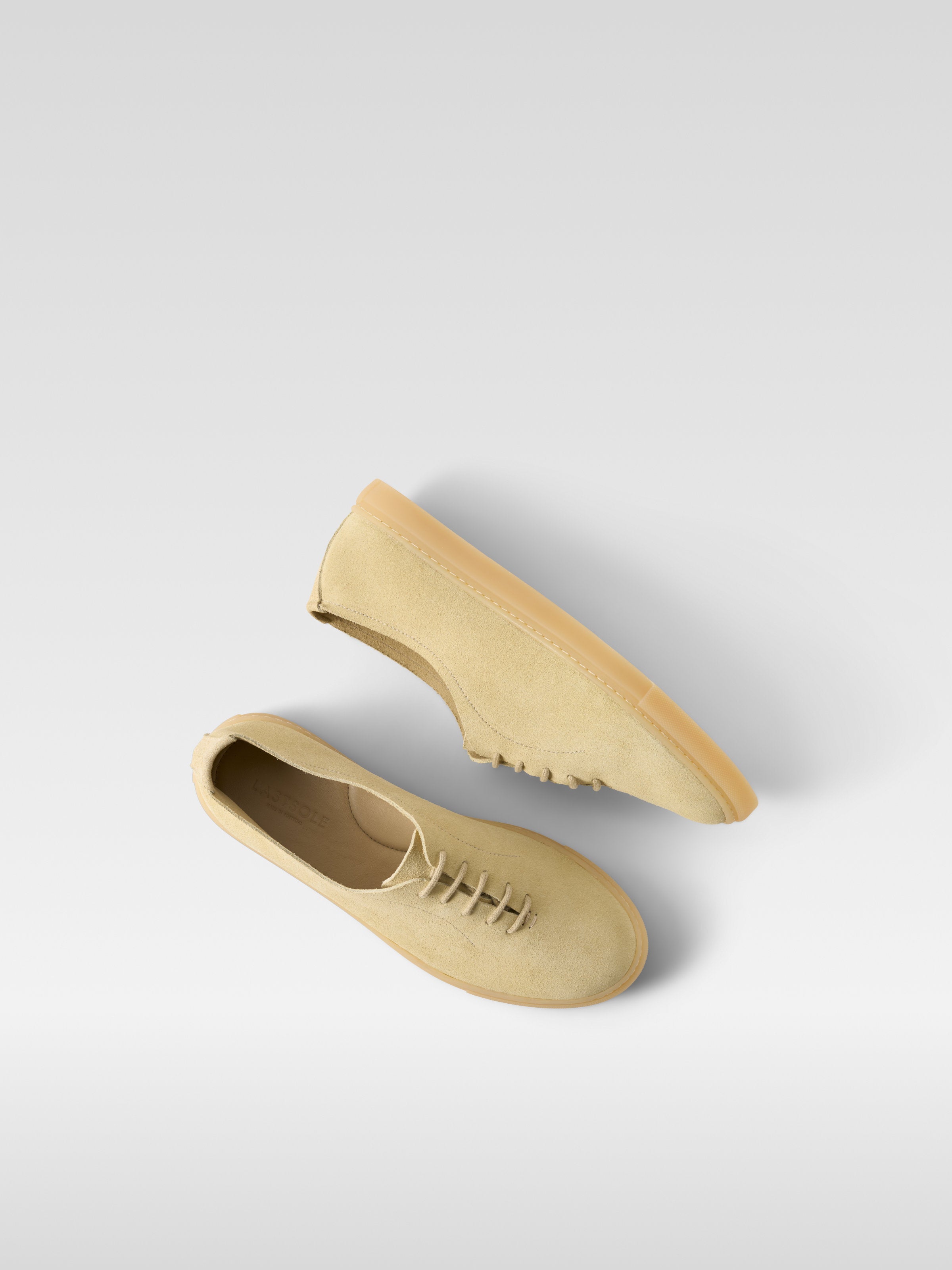 Light yellow suede sneakers for men