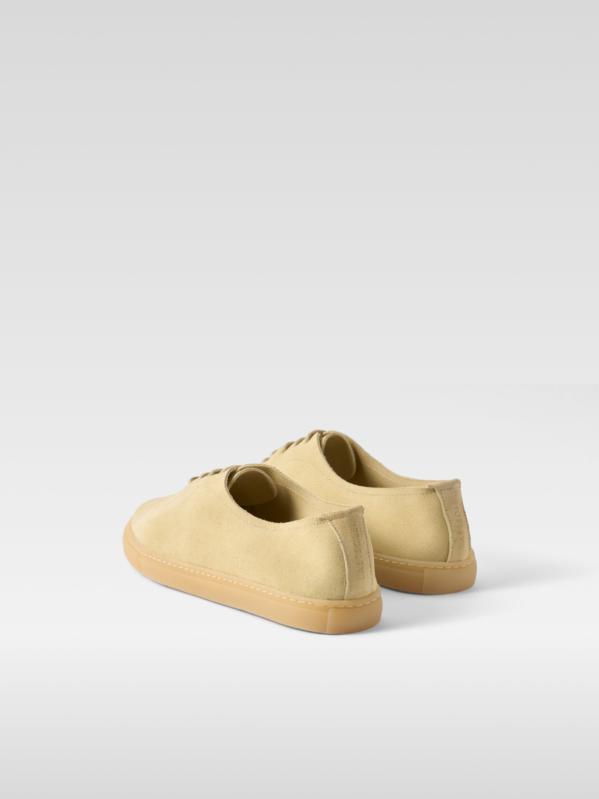 Light yellow suede sneakers for men