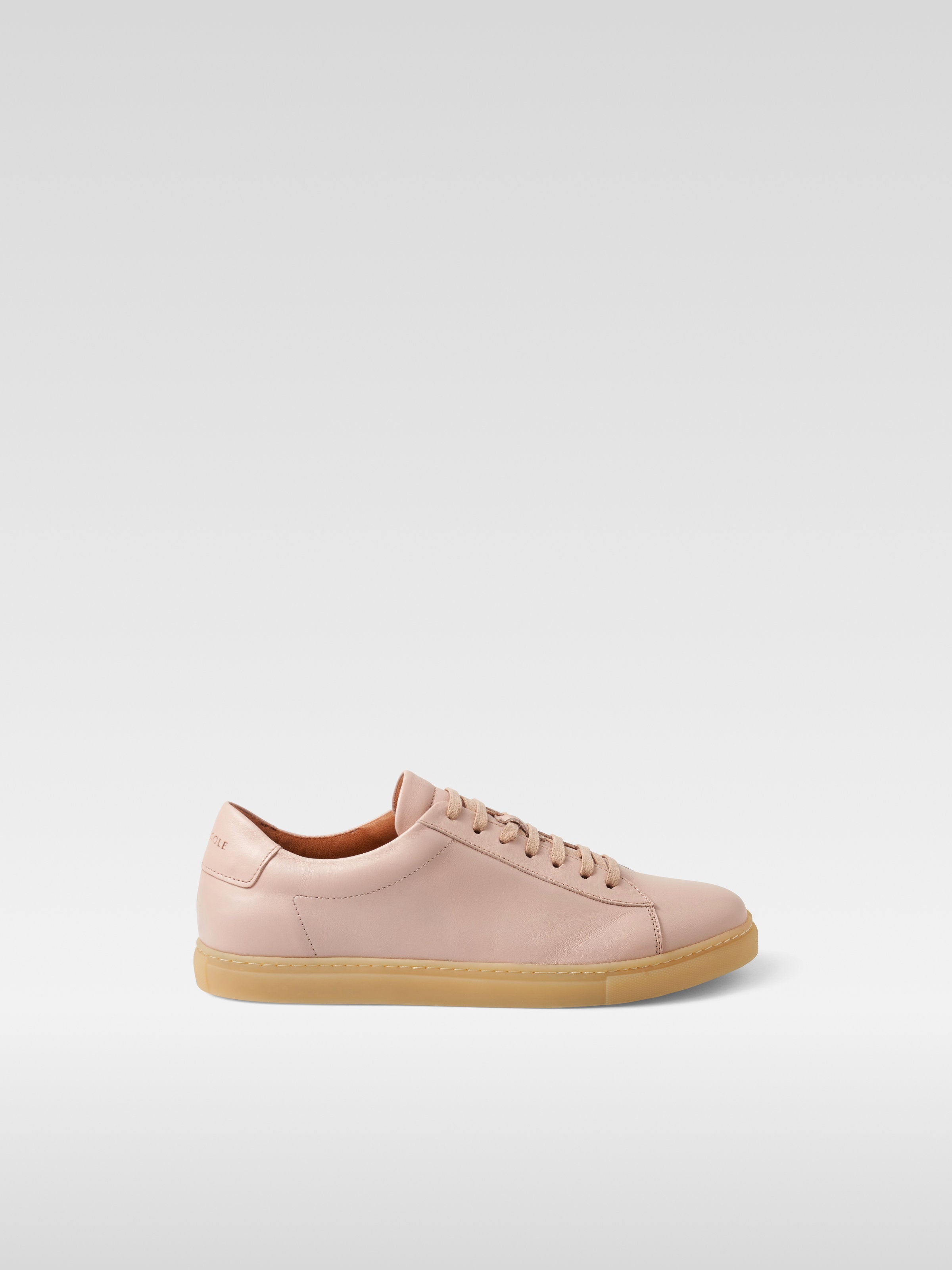 Nude leather sneakers in gum sole for women