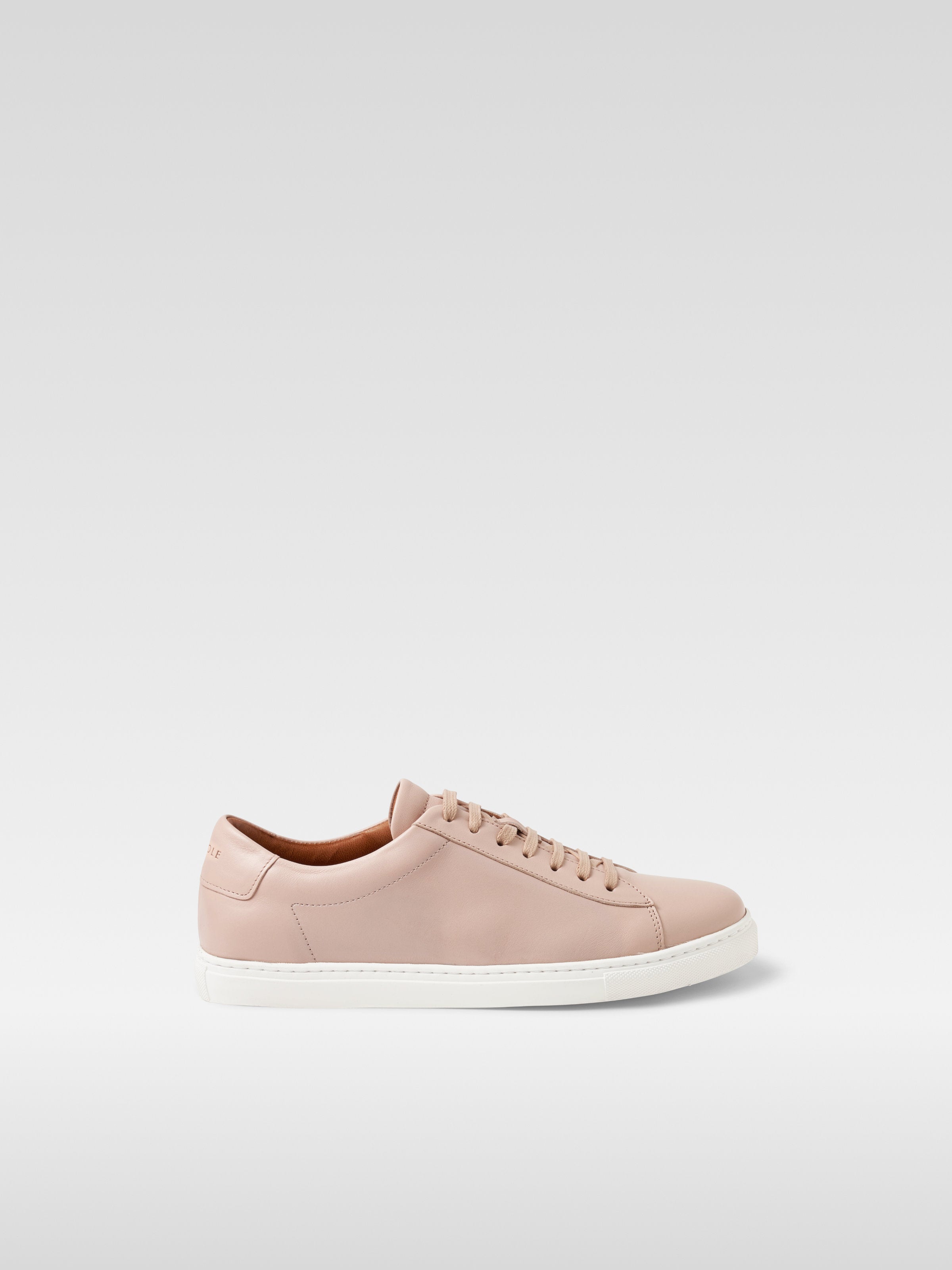 Nude leather sneakers in white sole for women