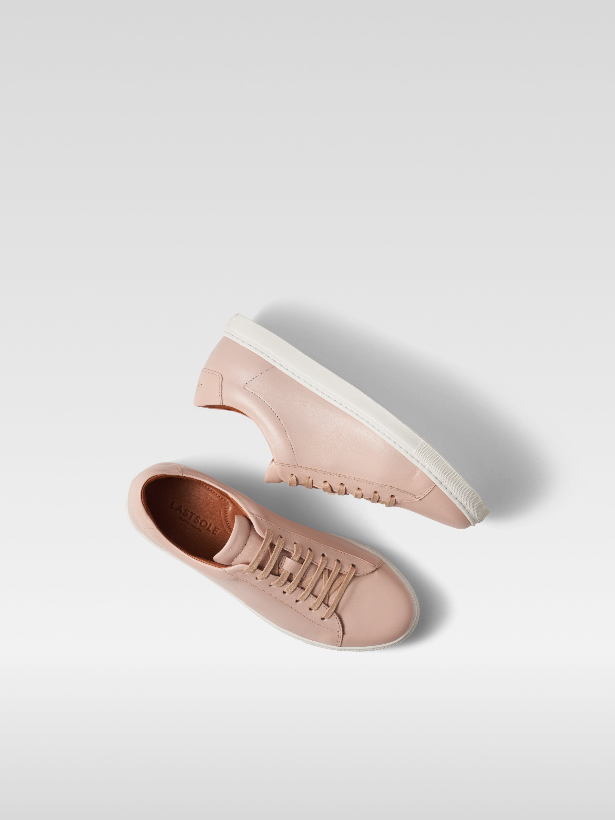 Nude leather sneakers in white sole for women