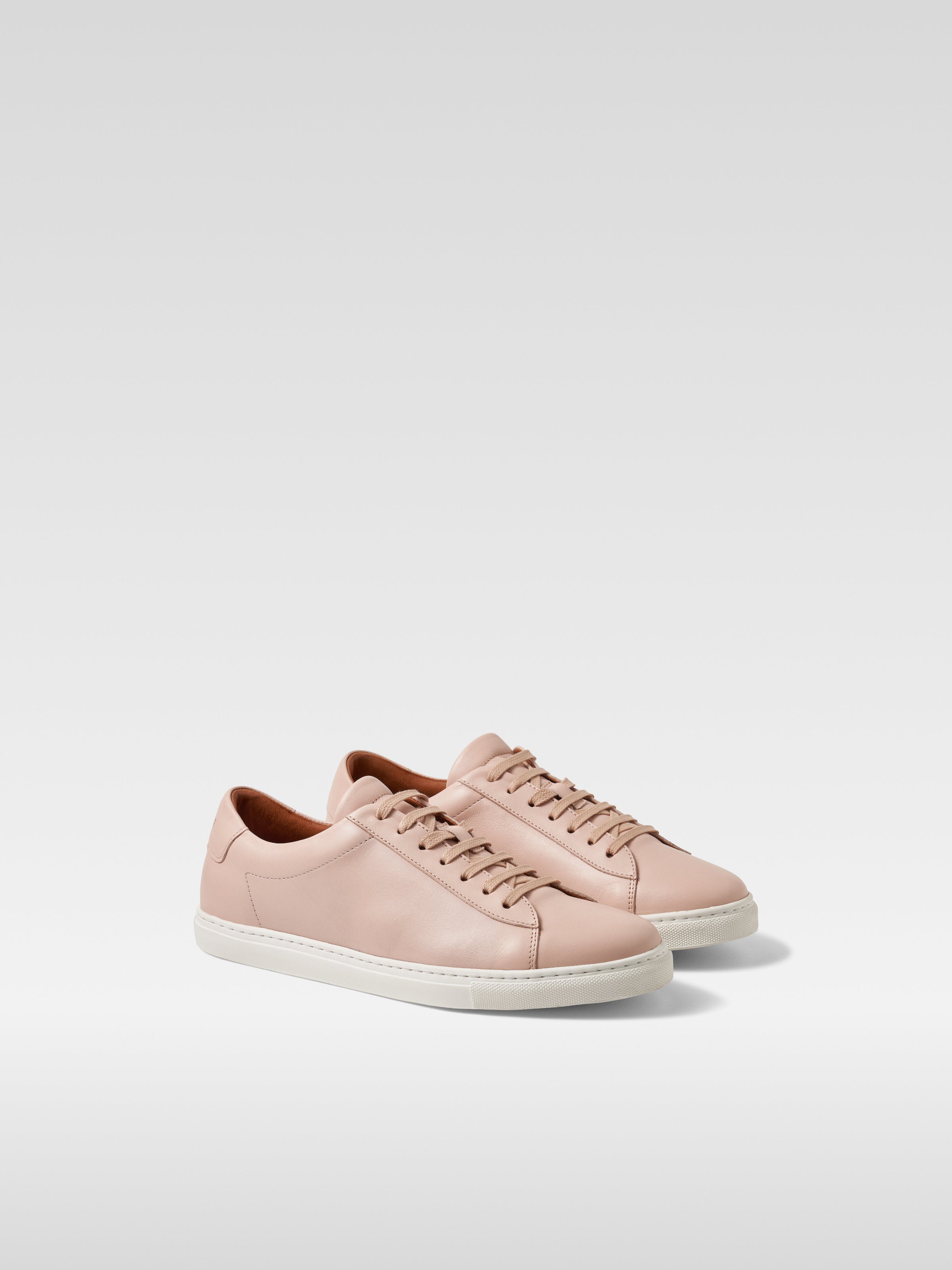Nude leather sneakers in white sole for women