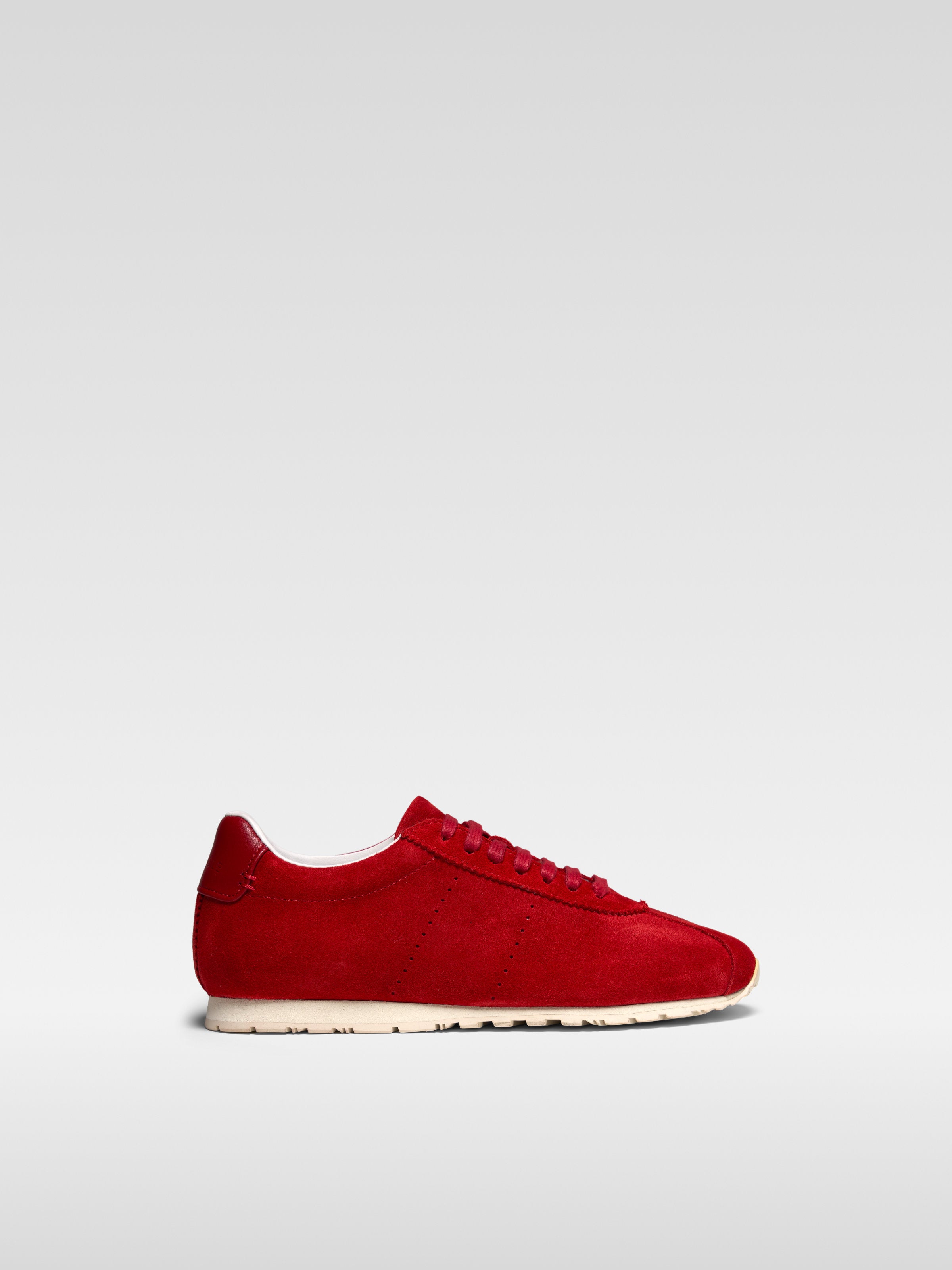 Red suede sneakers meow for women
