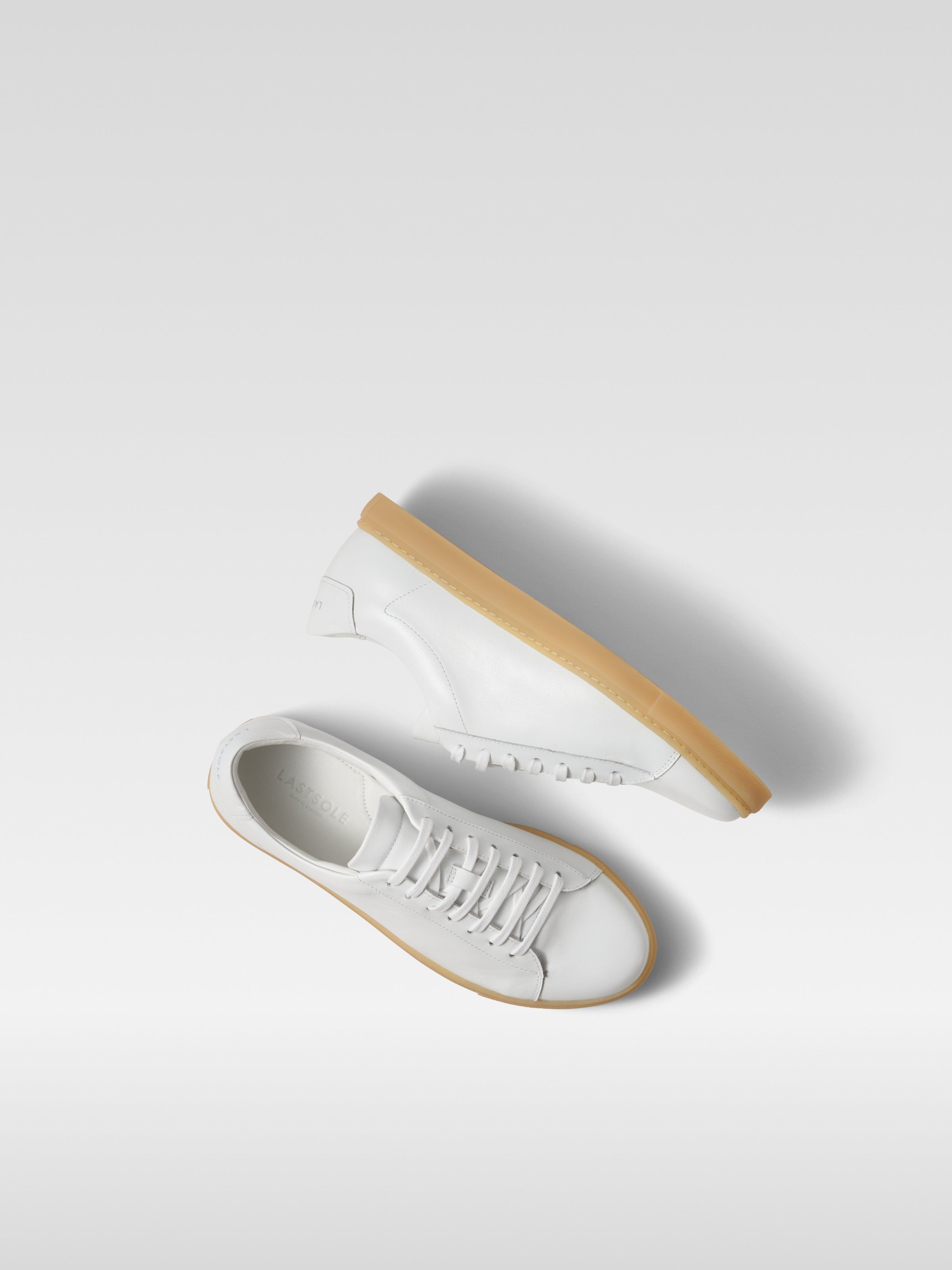 White leather sneakers in gum sole for men