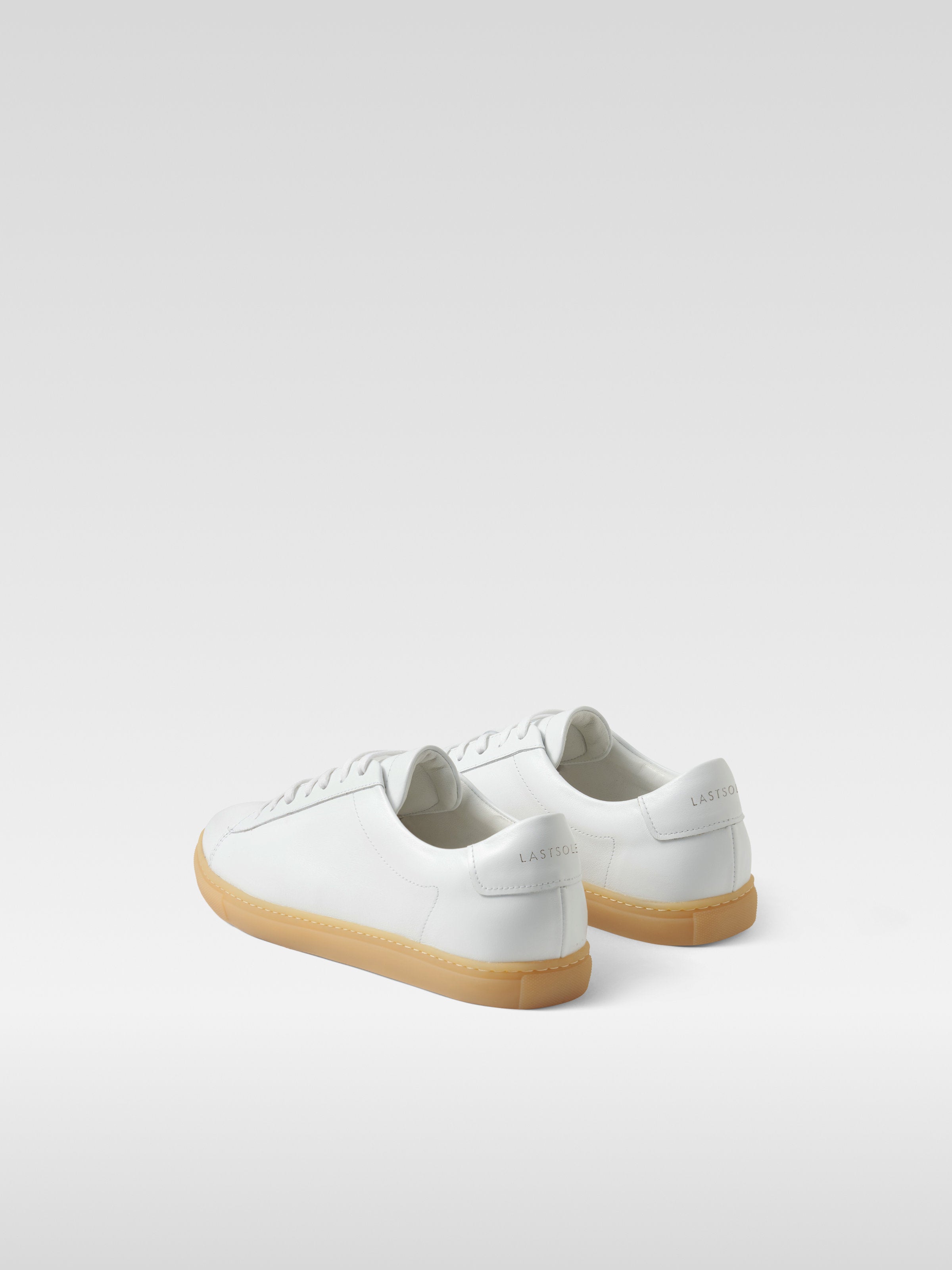 White leather sneakers in gum sole for men