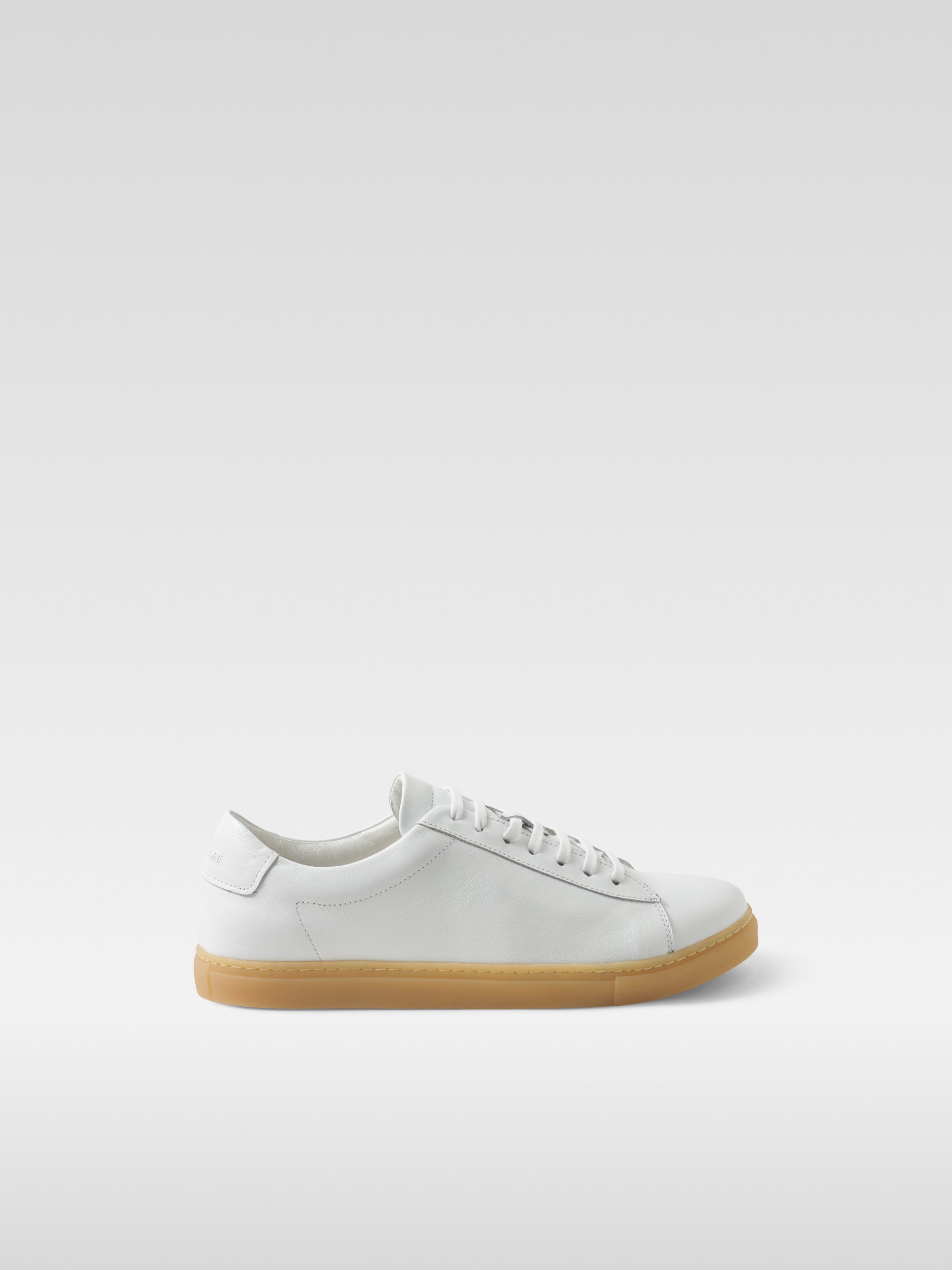 White leather sneakers in gum sole for women