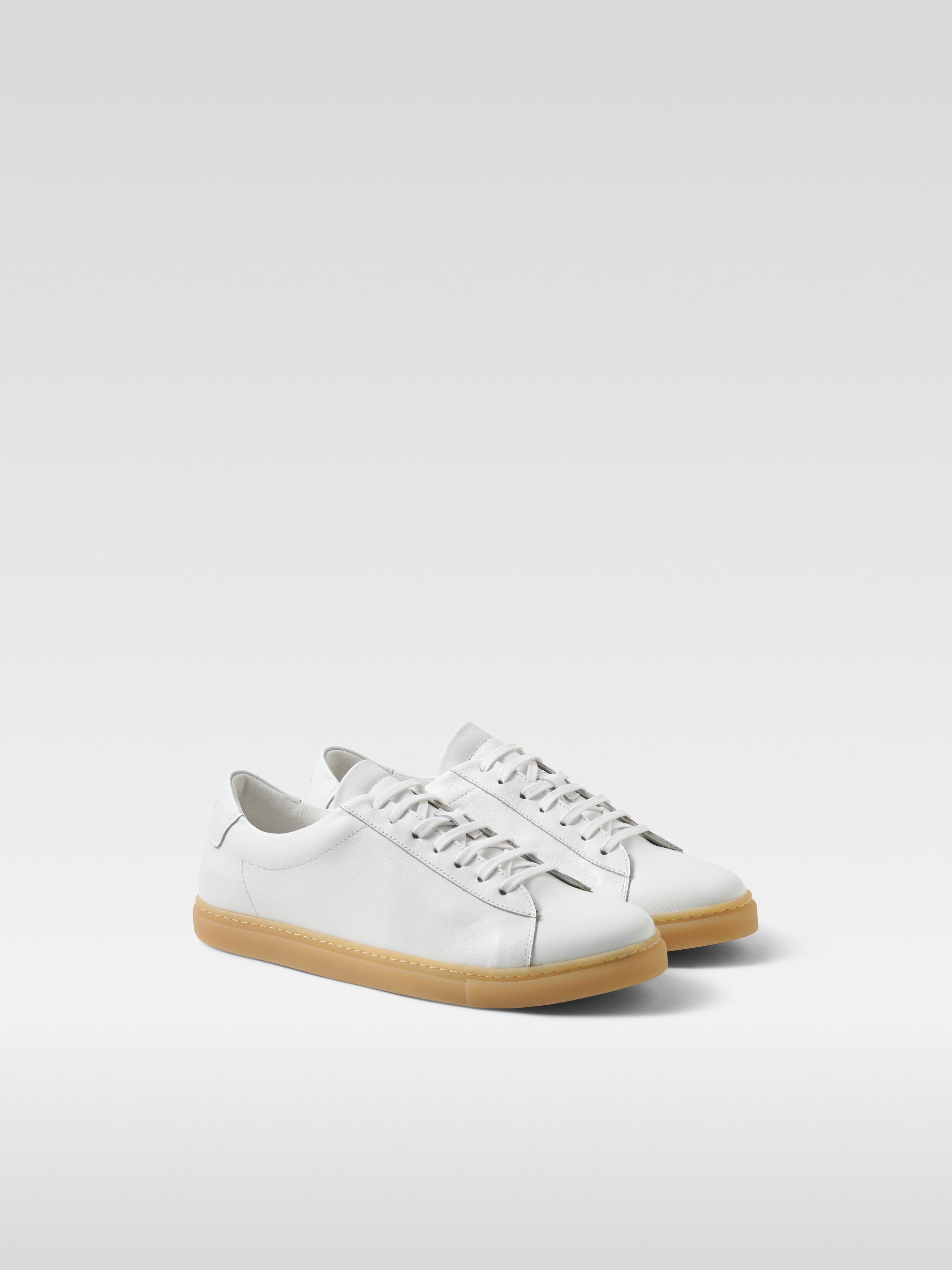 White leather sneakers in gum sole for women
