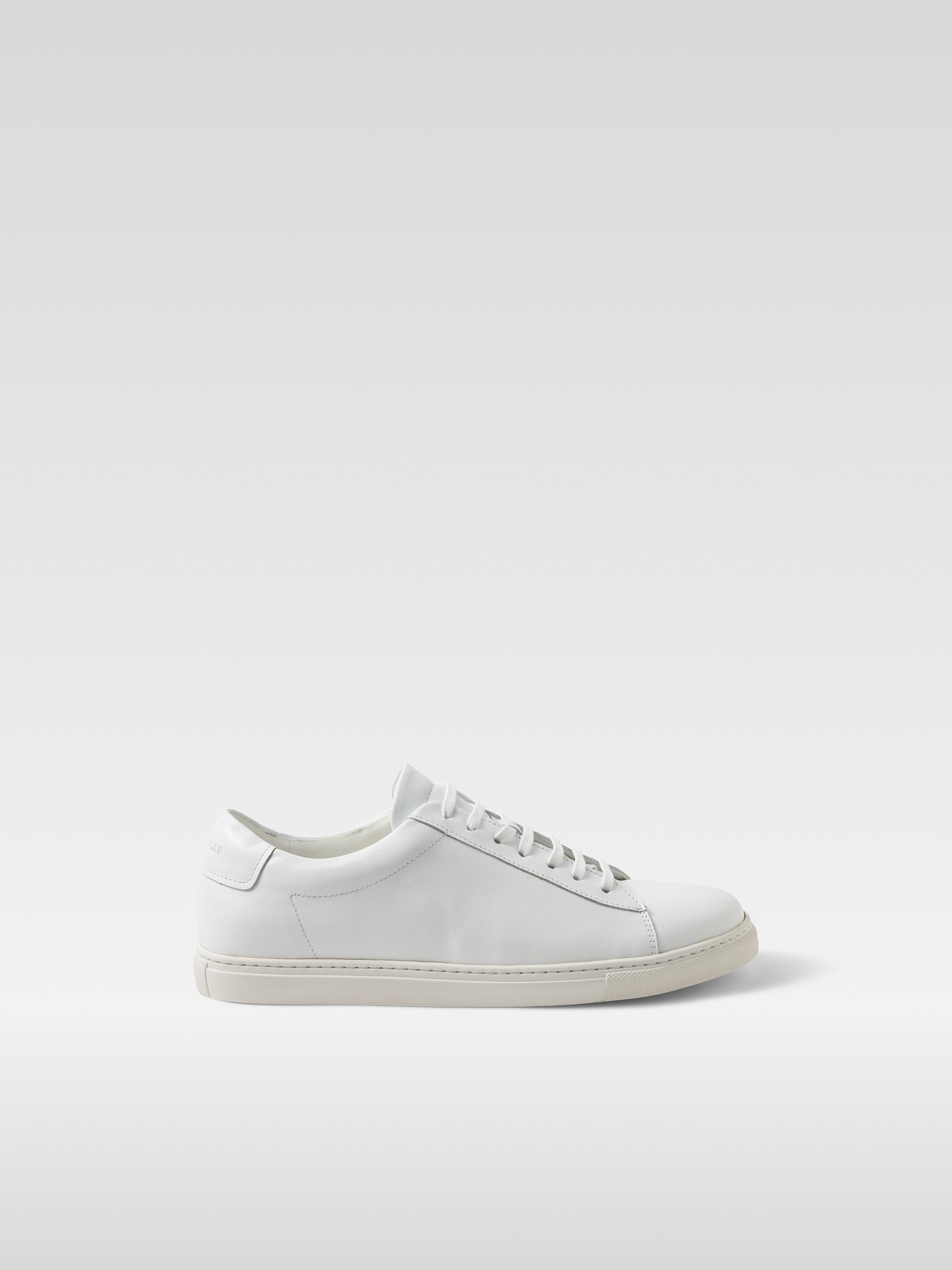 White leather sneakers in white sole for women
