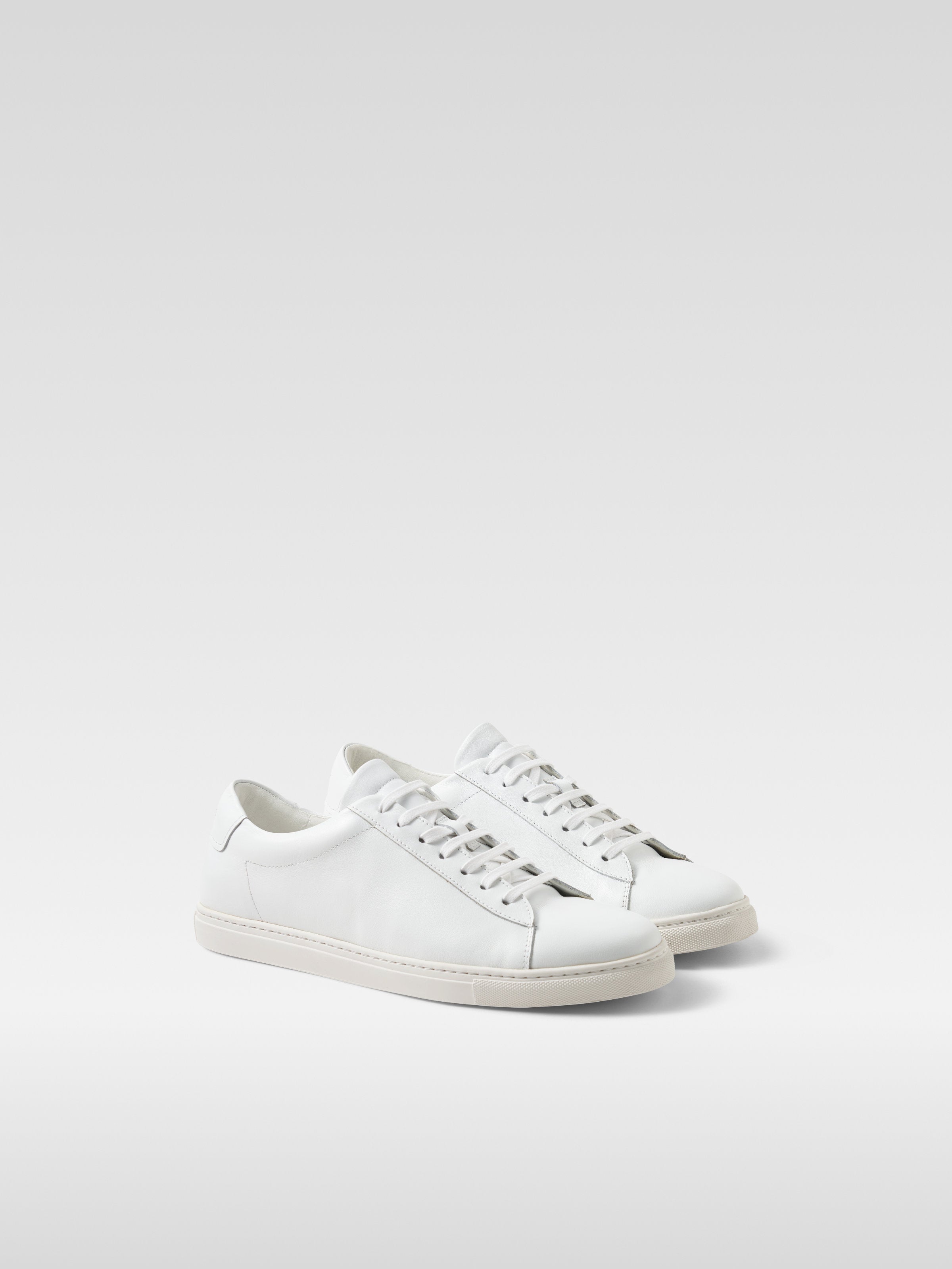 White leather sneakers in white sole for women