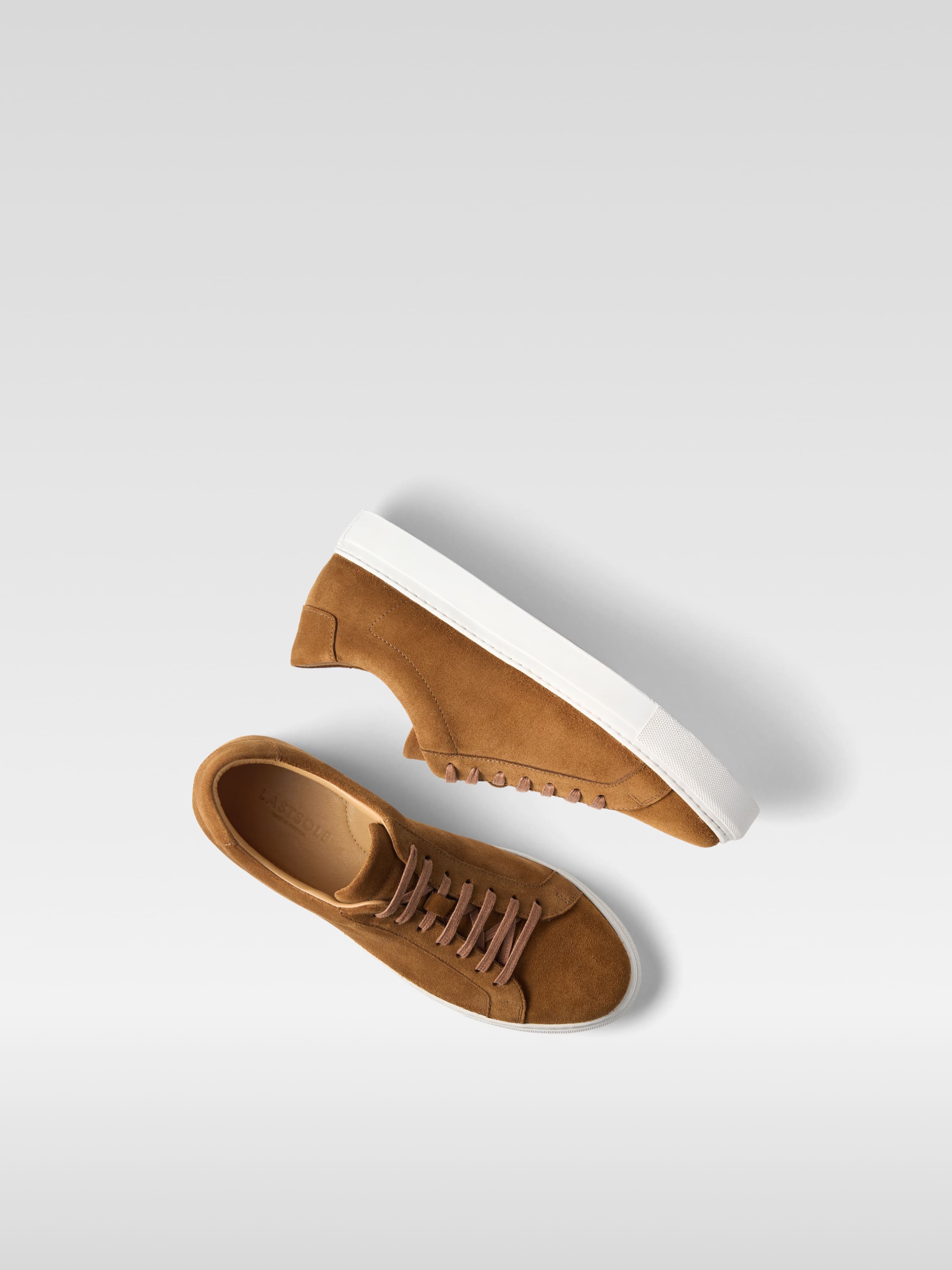Cognac leather sneakers for women