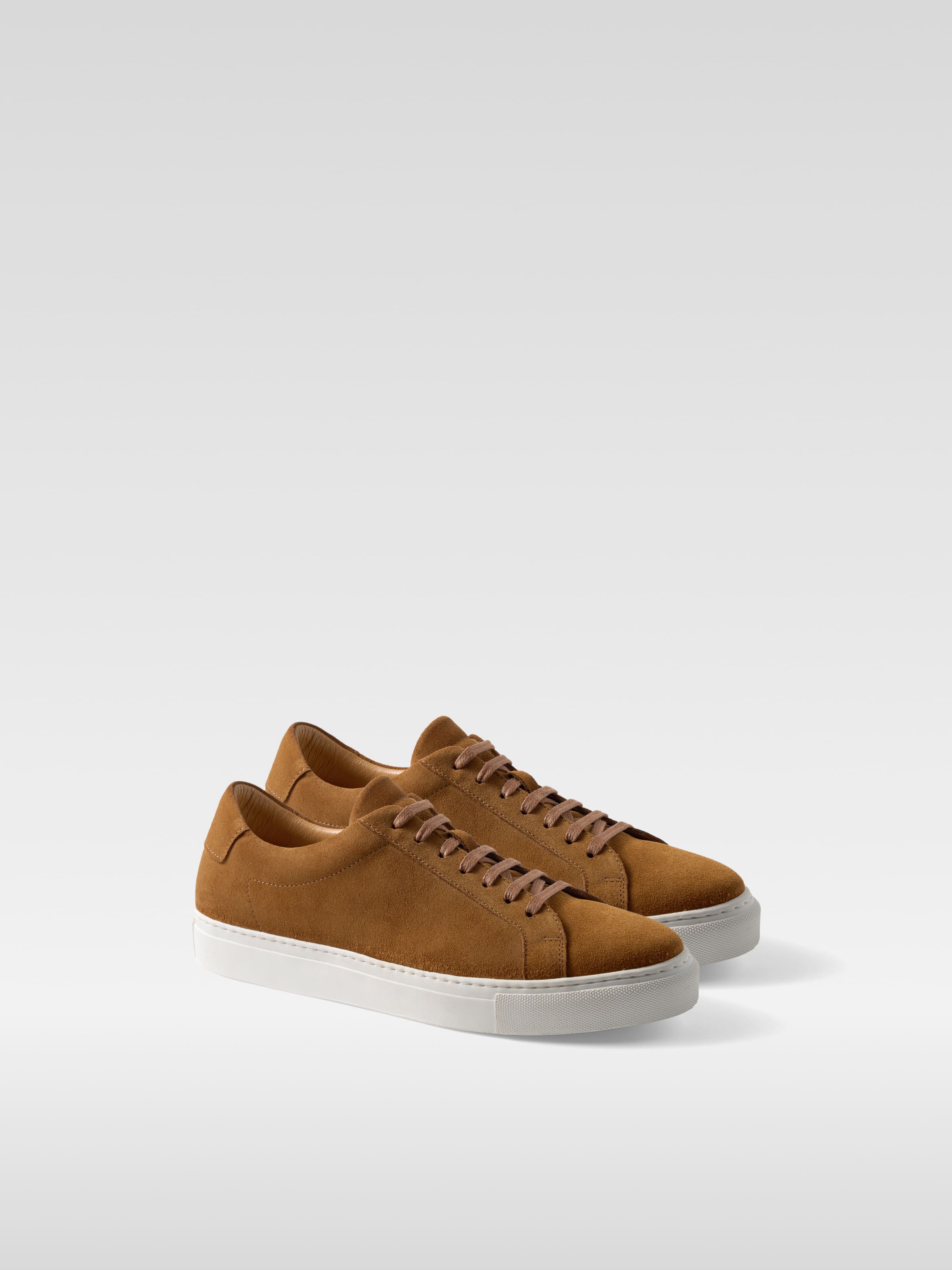 Cognac leather sneakers for women 2