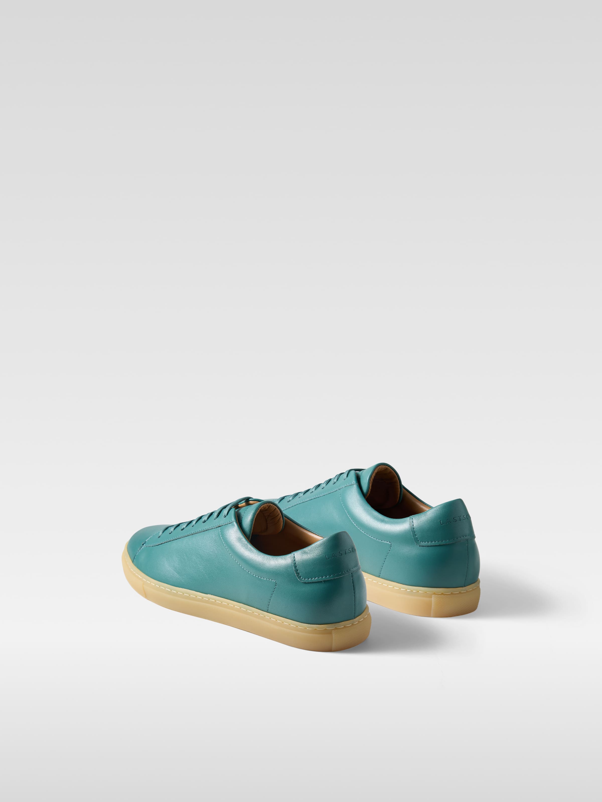 D.Green leather sneakers in gum sole for men 3