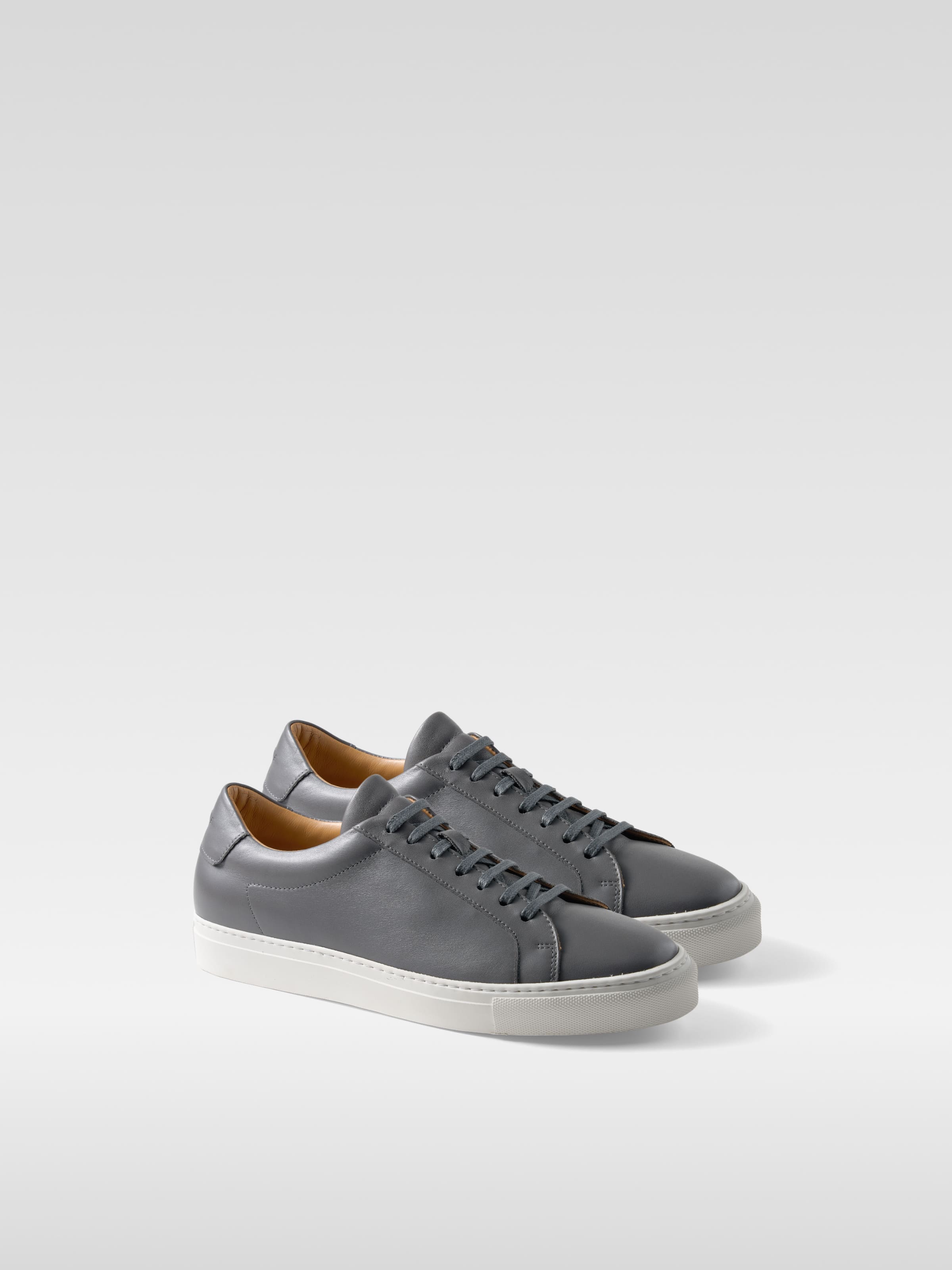 Grey leather sneakers for men 2