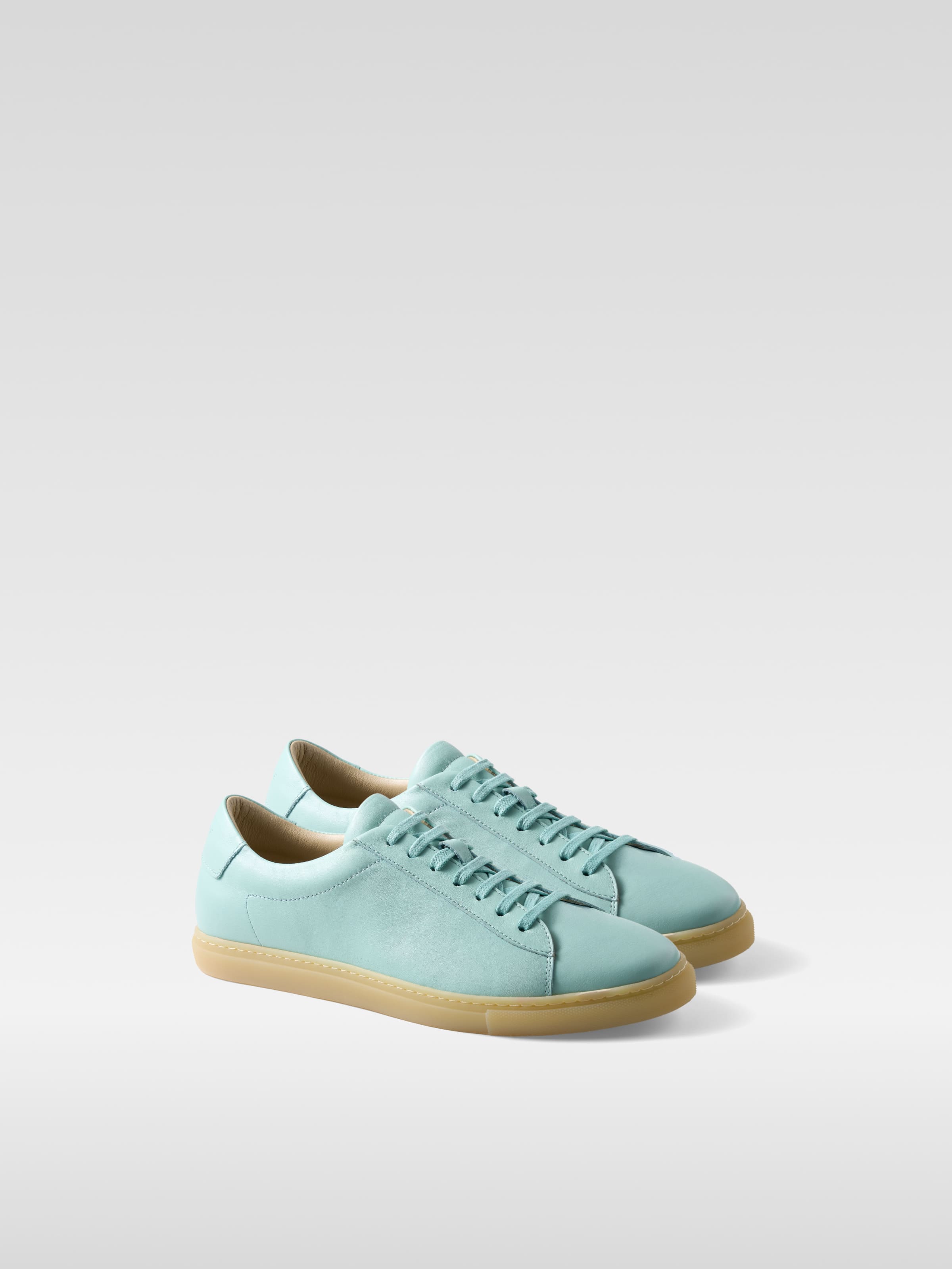 Jelly mint leather sneakers in gum sole for women 2