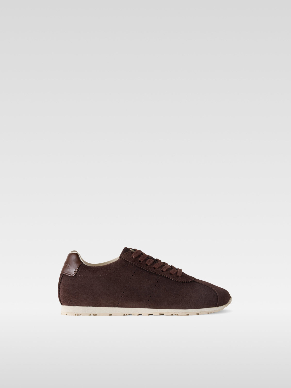 Meow dark brown suede sneakers for women, side view
