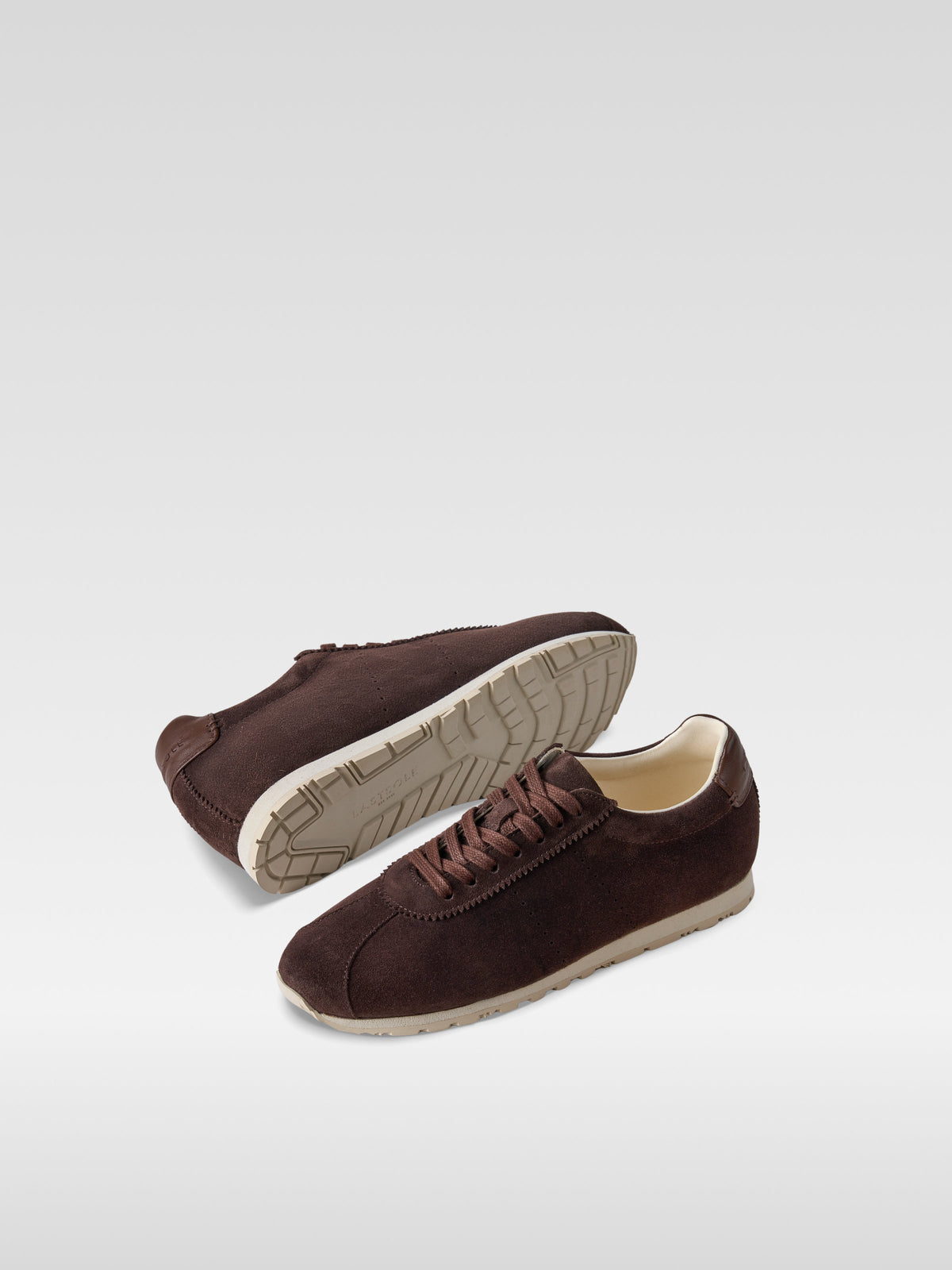 Meow dark brown suede sneakers for women, front view