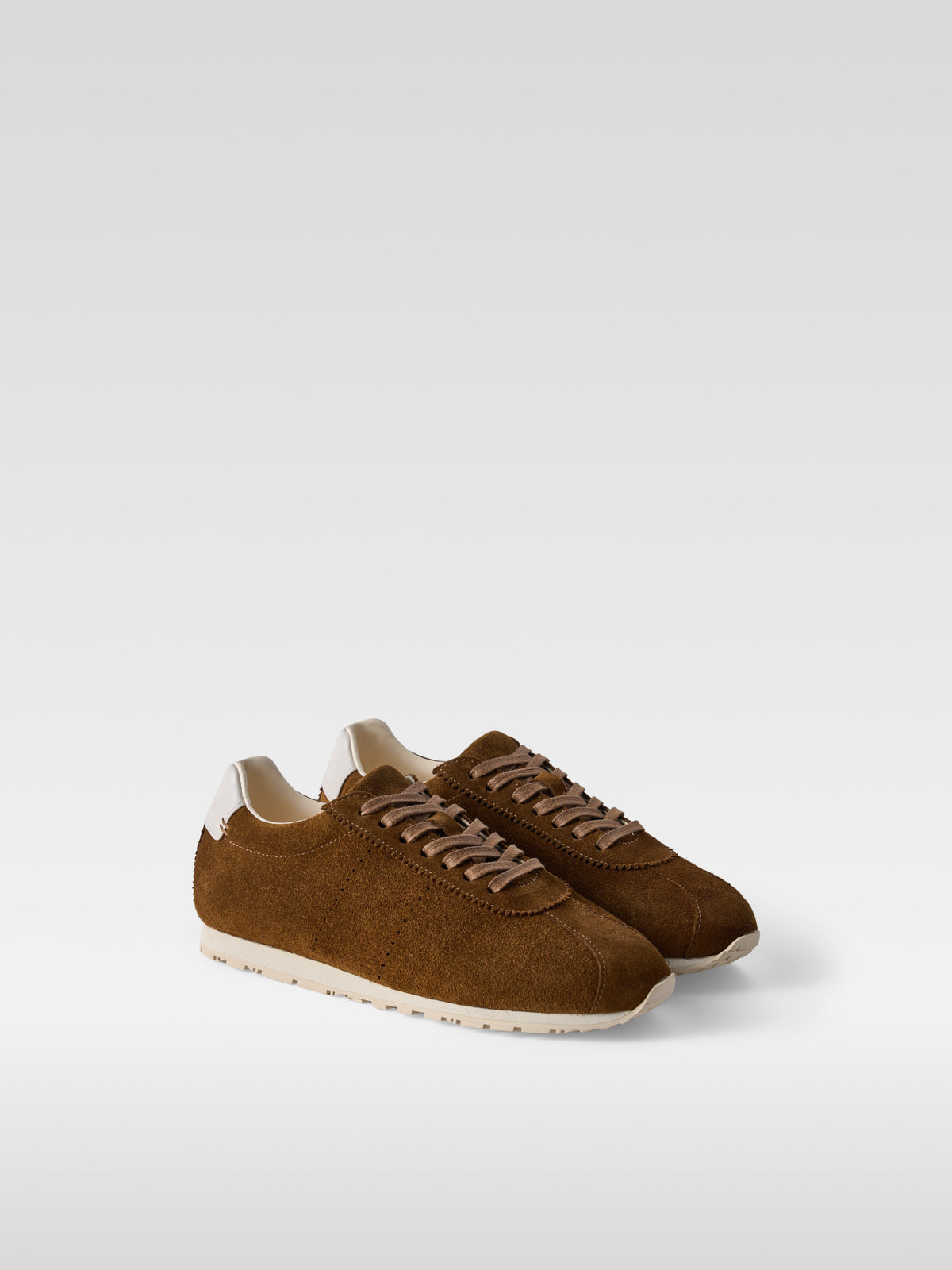 Meow light brown suede sneakers for women, three-quarter view