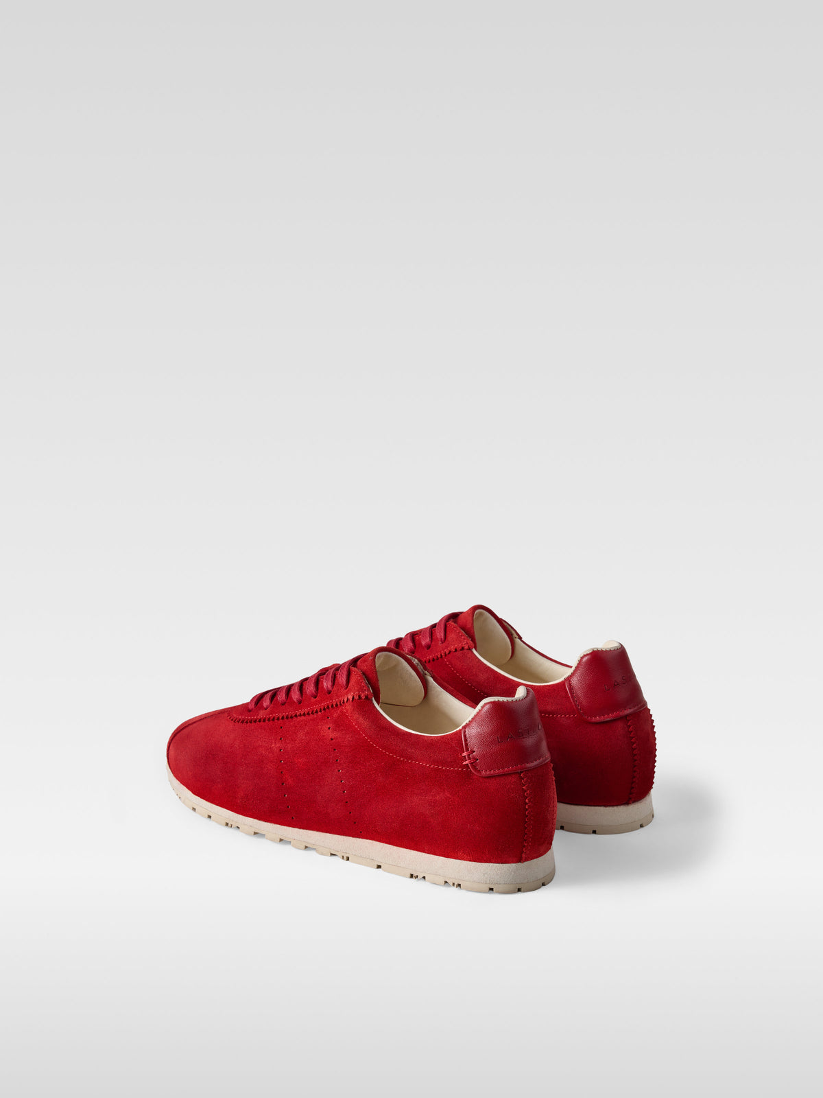 Meow red suede sneakers for women, heel view