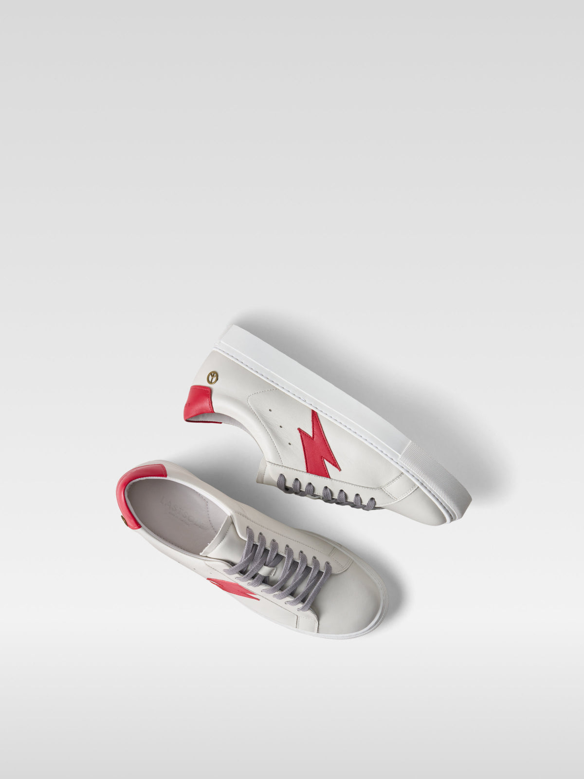 Pulse off white nappa sneakers with red lightning bolt for men