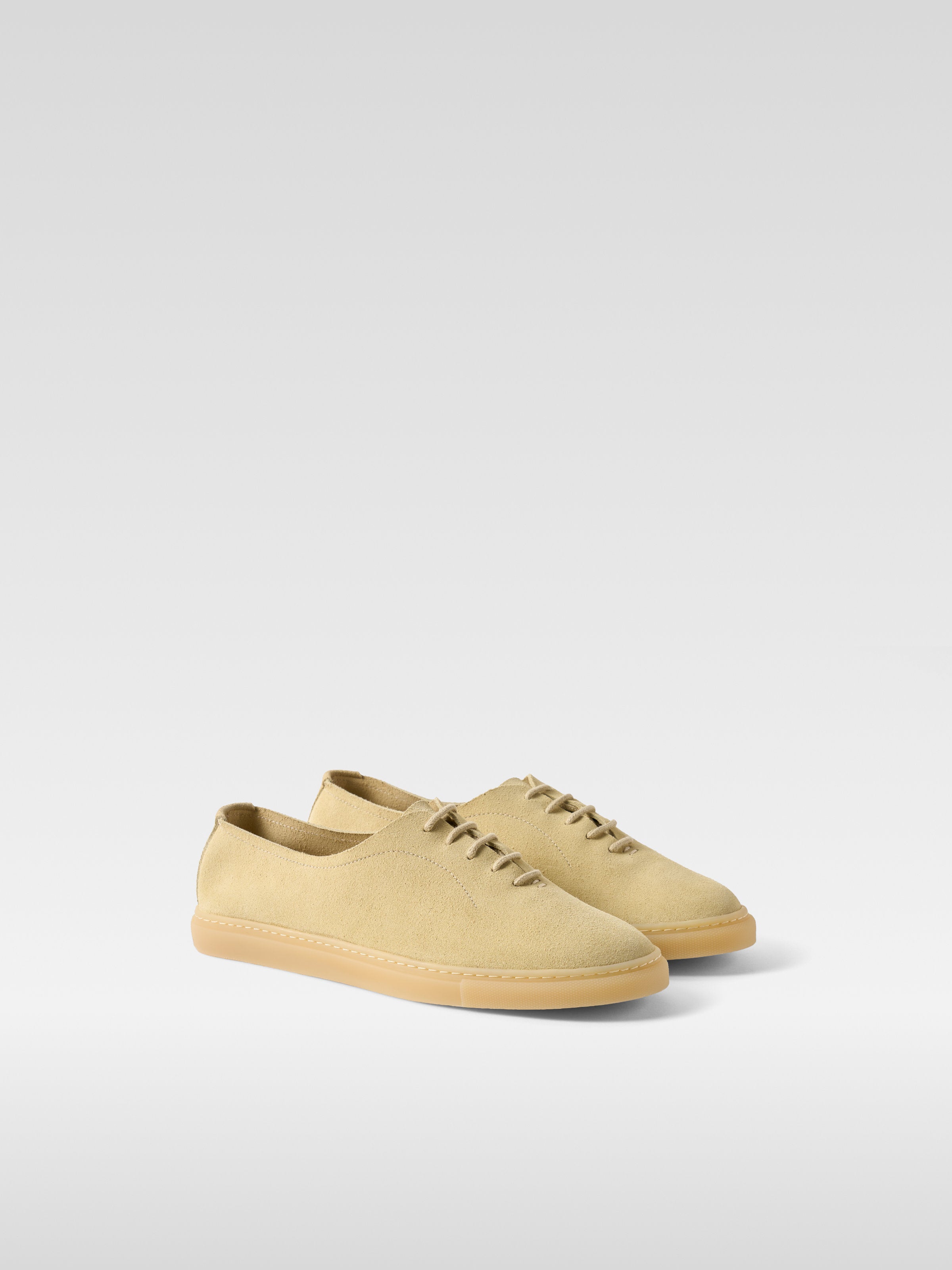 Light yellow suede sneakers for men