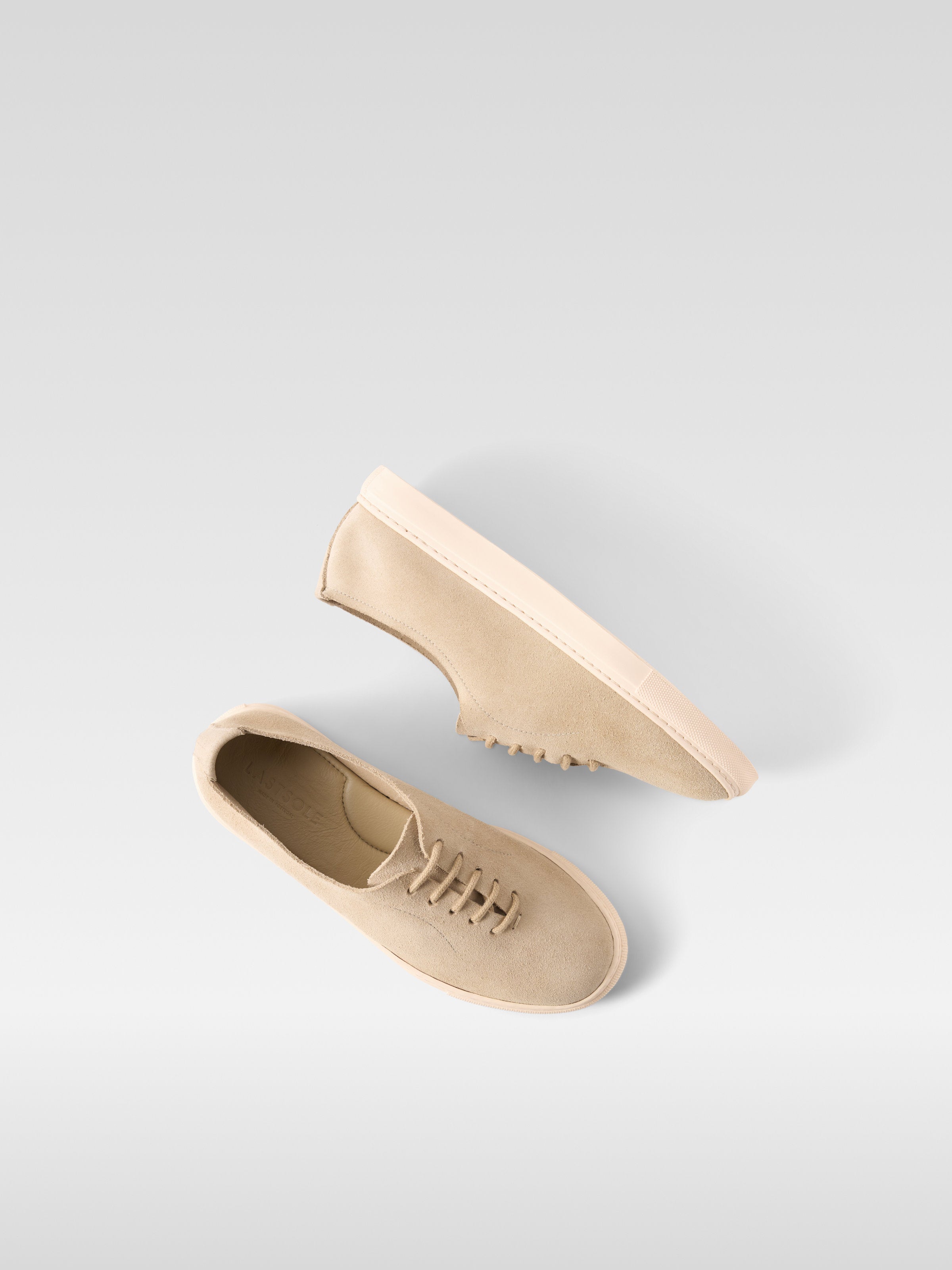 Nude suede sneakers for women