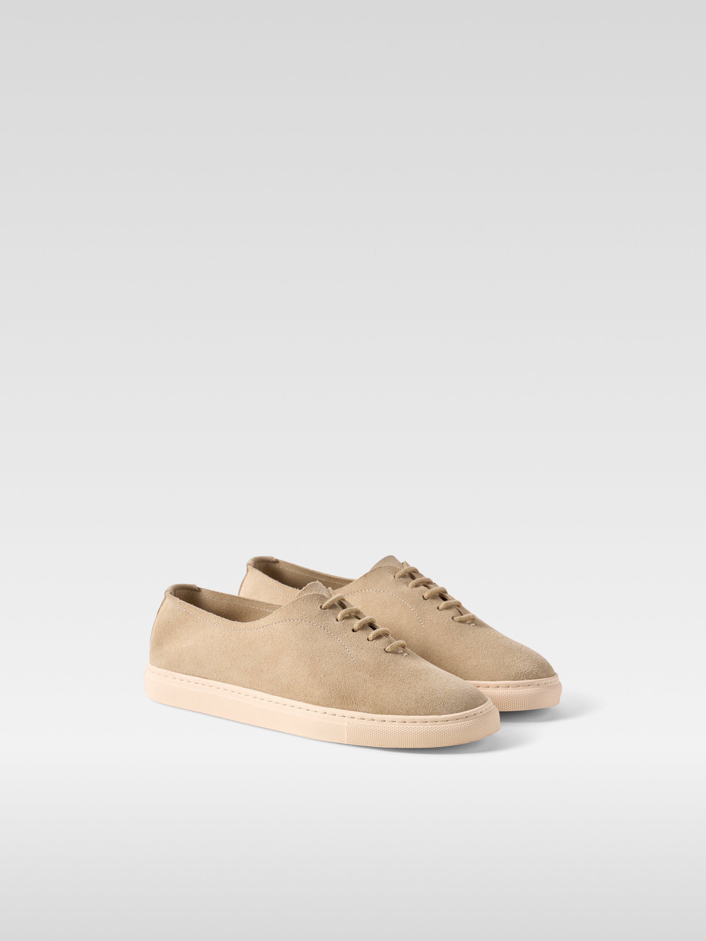 Nude suede sneakers for women