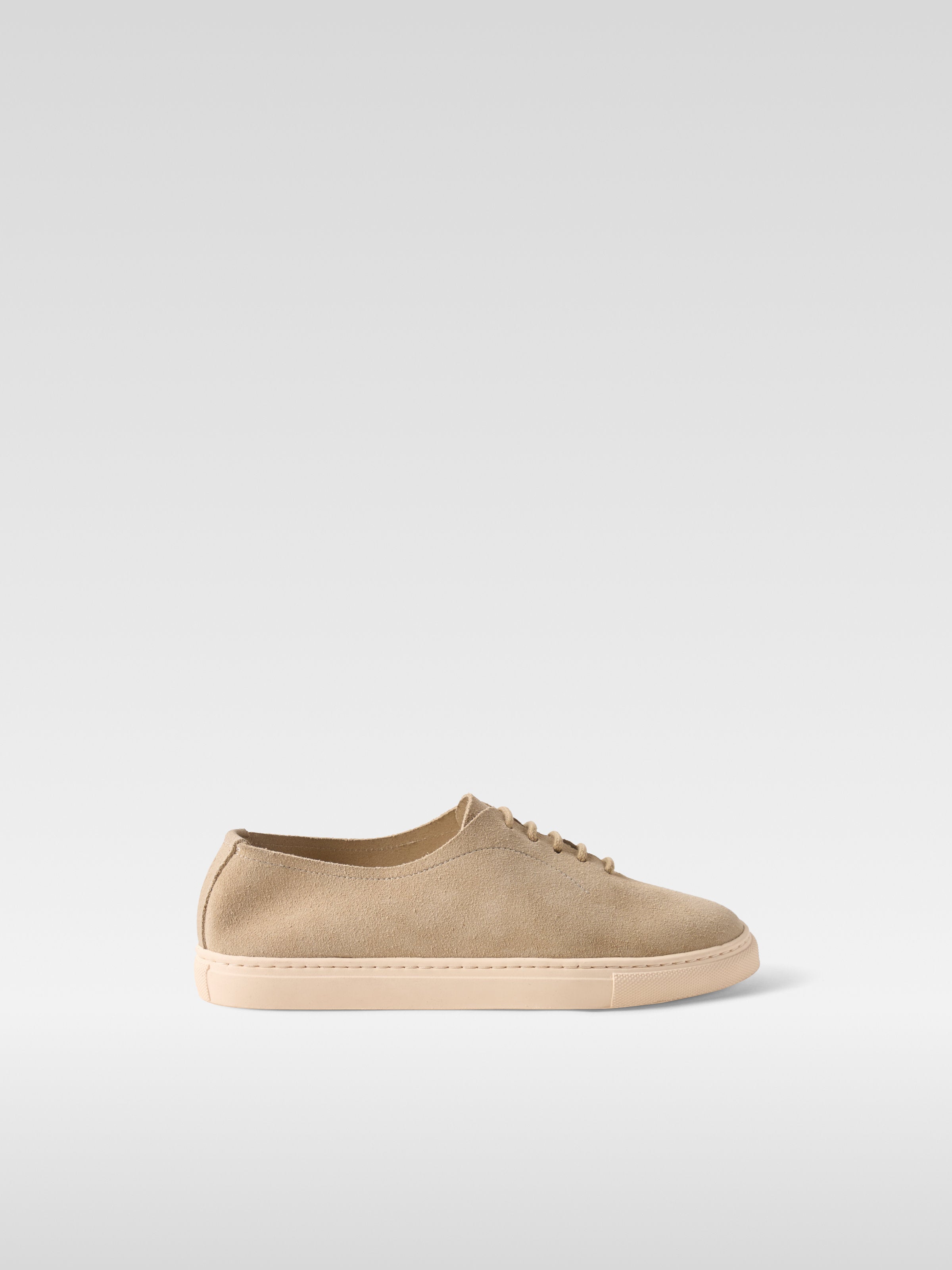 Nude suede sneakers for women
